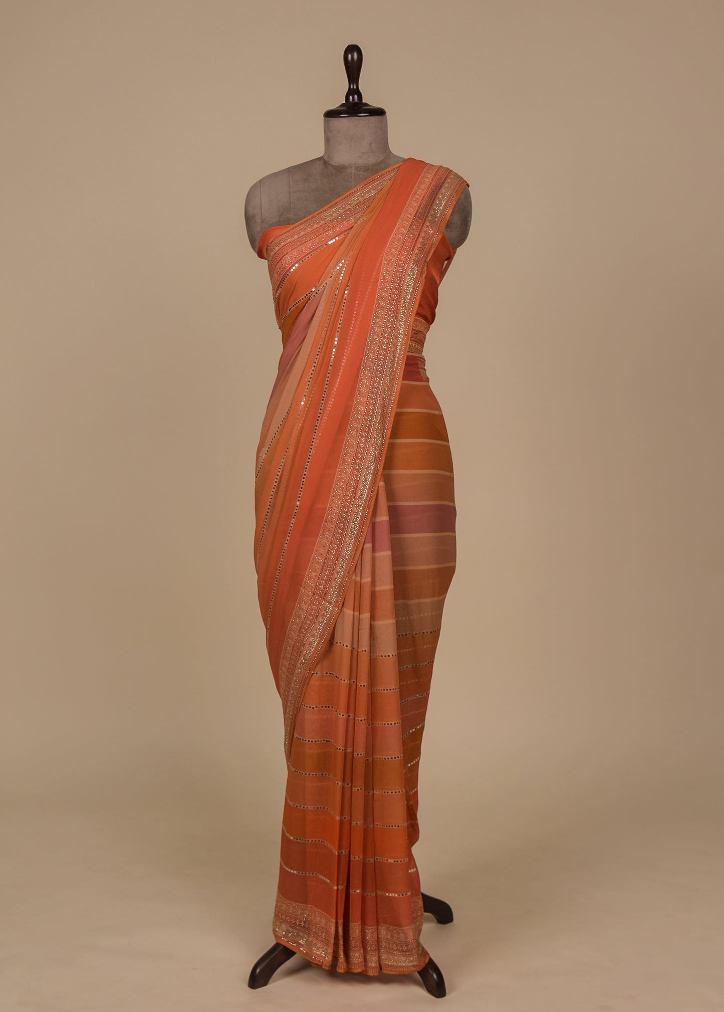 Multicoloured Georgette Embroidered Saree