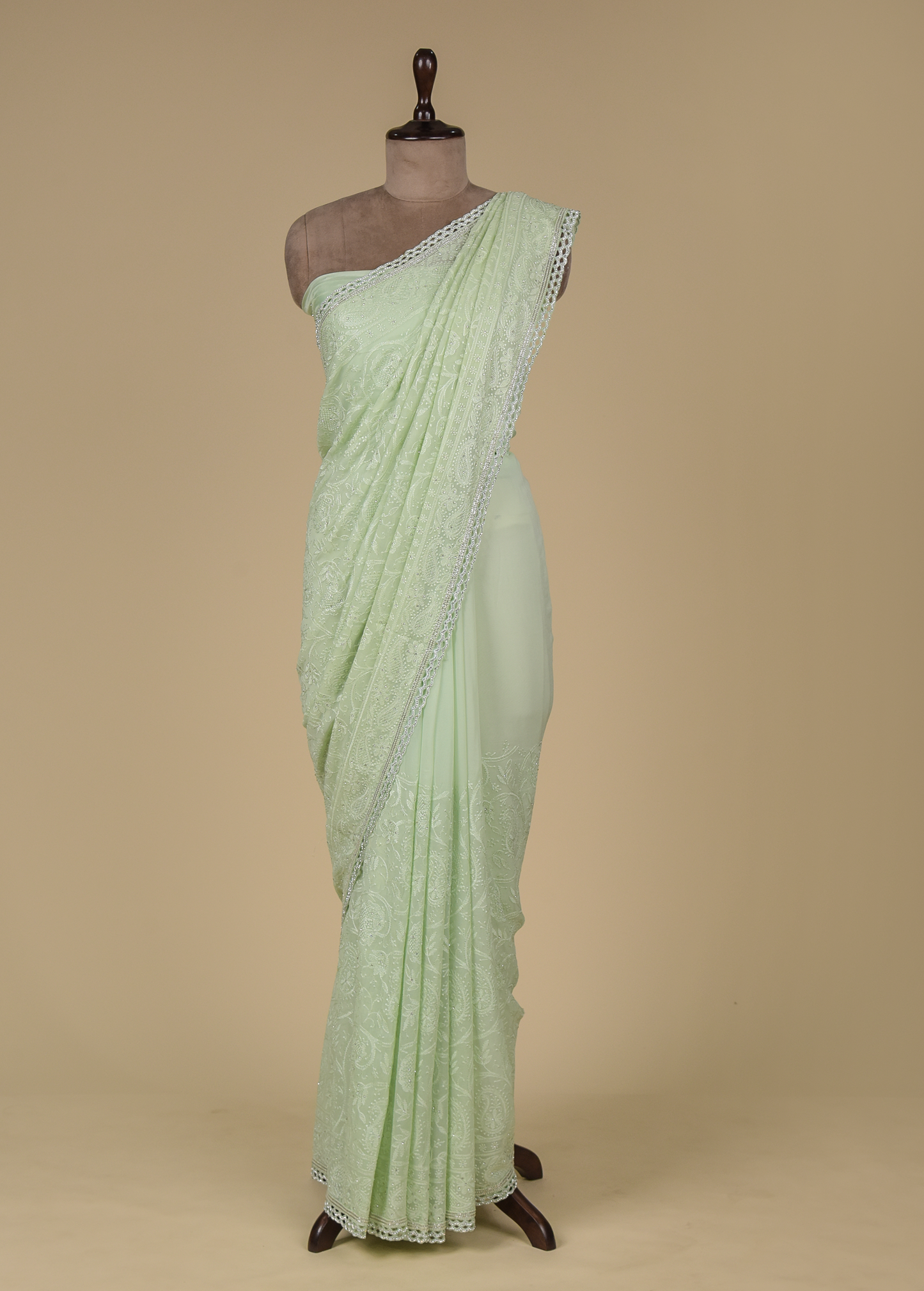 Green Georgette Embroidered Saree