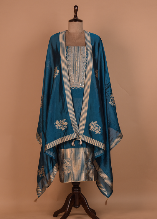 Blue Silk Dress Material