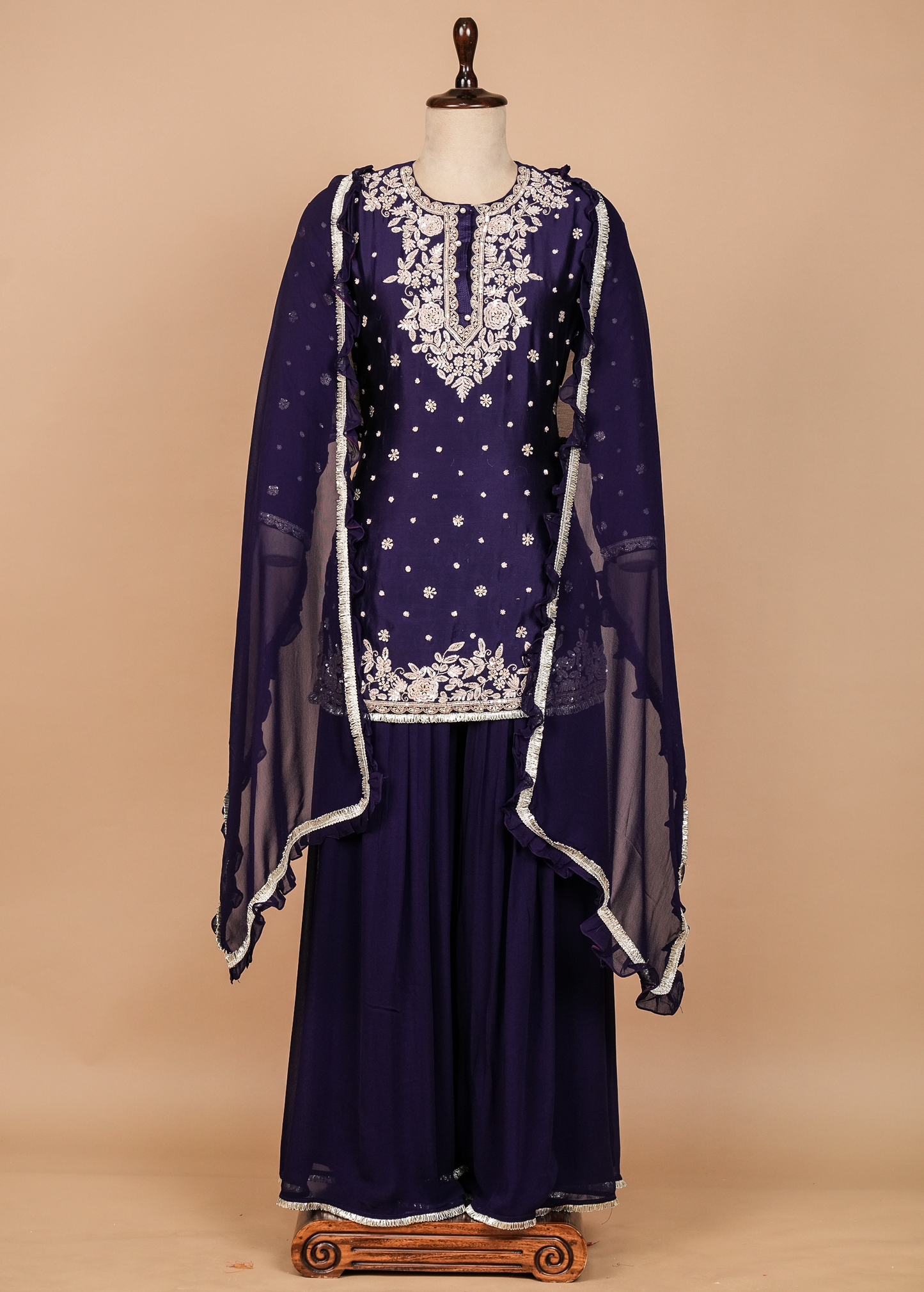 Purple Georgette Sharara Set