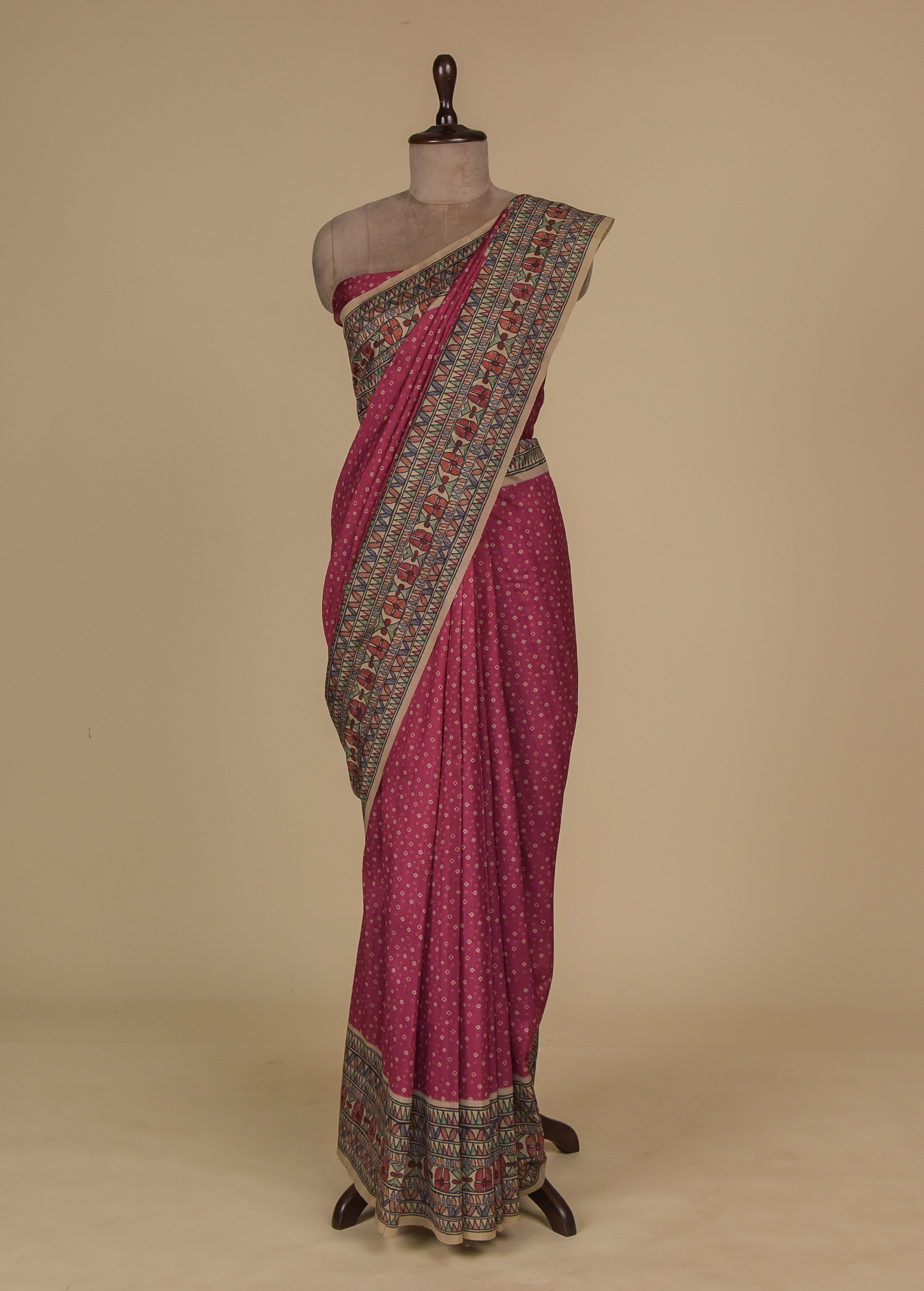 Pink Art Tussar Printed Saree