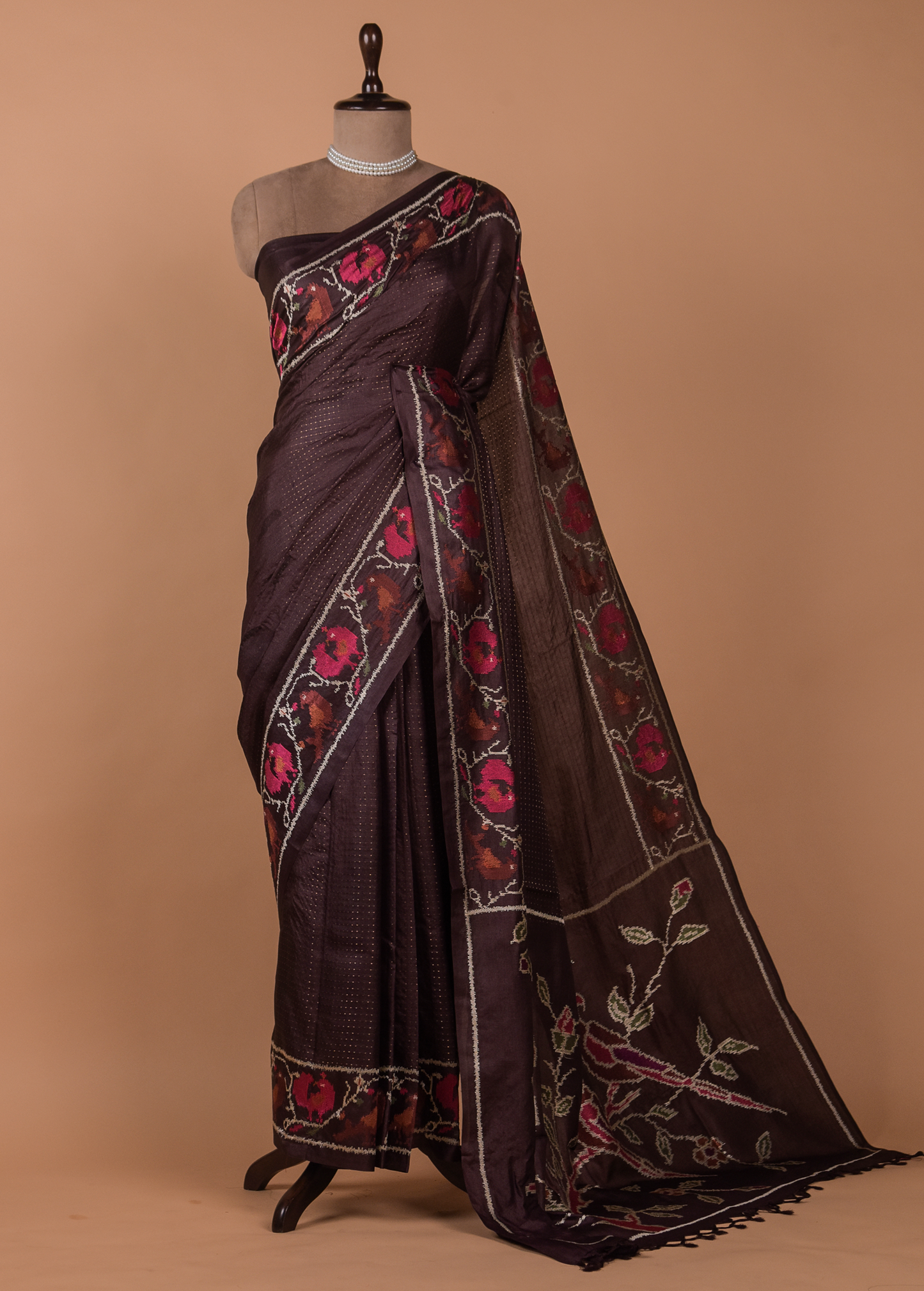 Purple Tussar Embroidered Saree