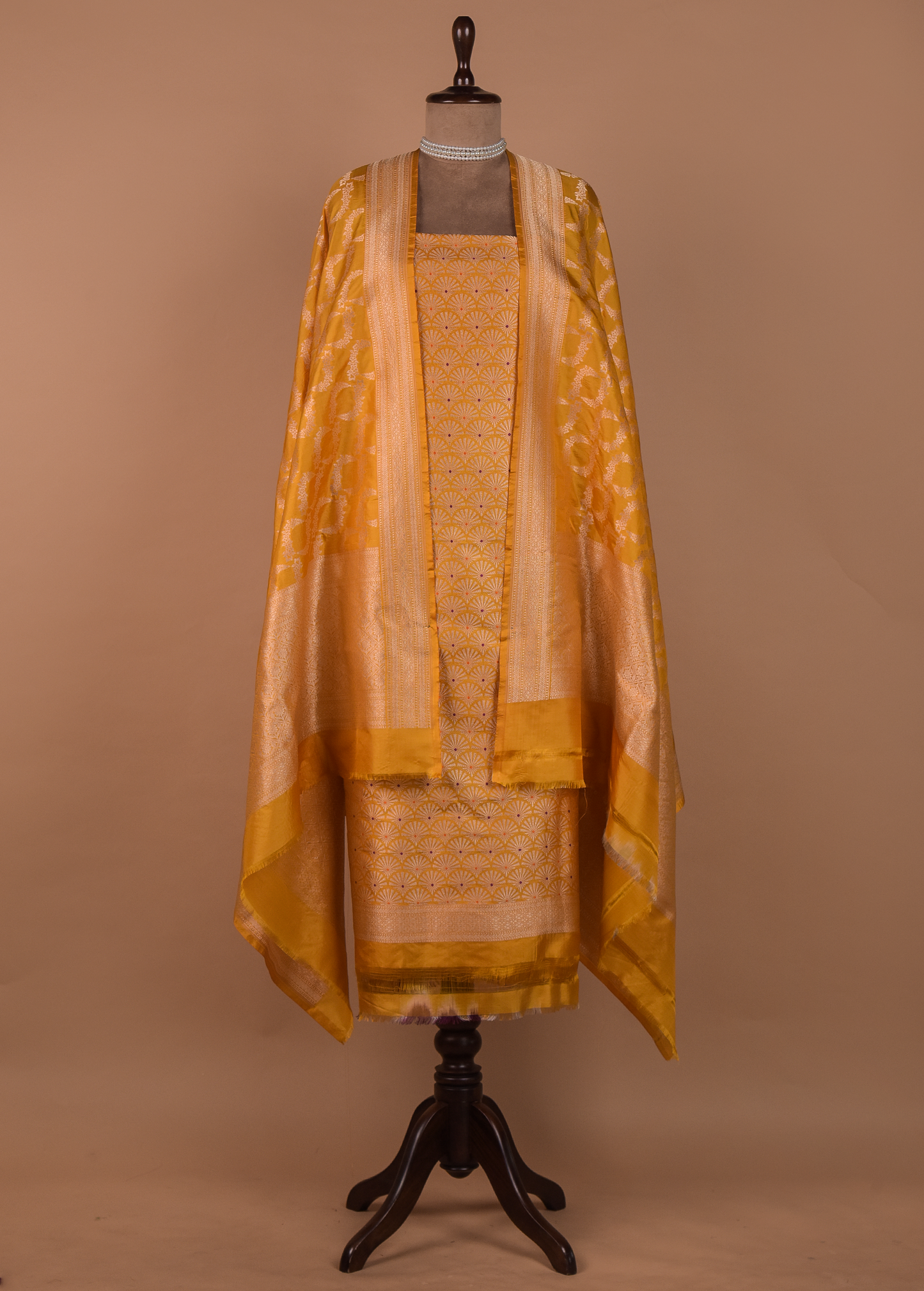 Yellow Silk Dress Material