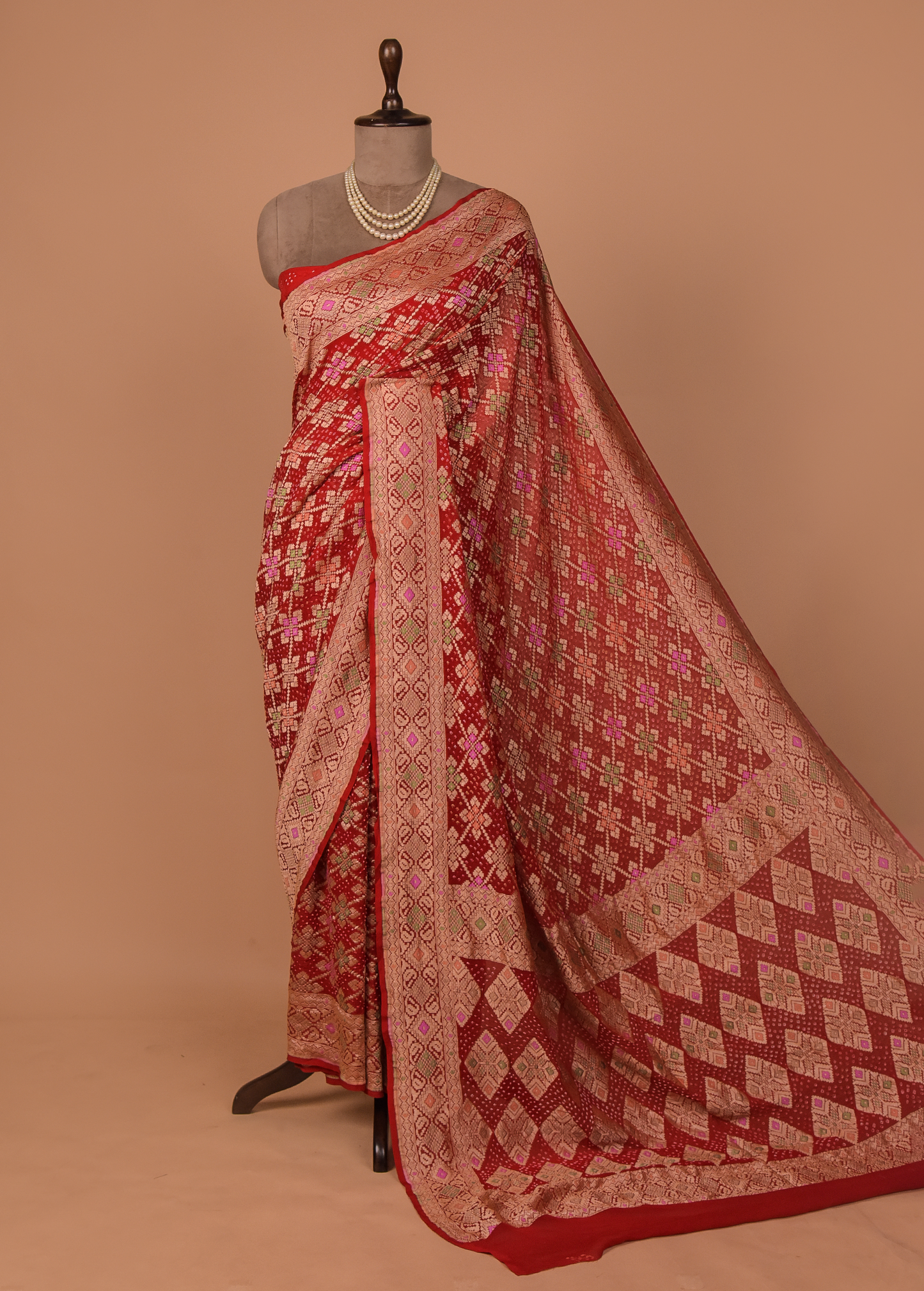 Red Georgette Bandhani Saree