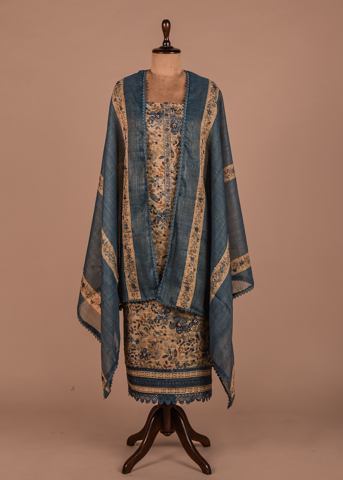Blue Cotton Dress Material