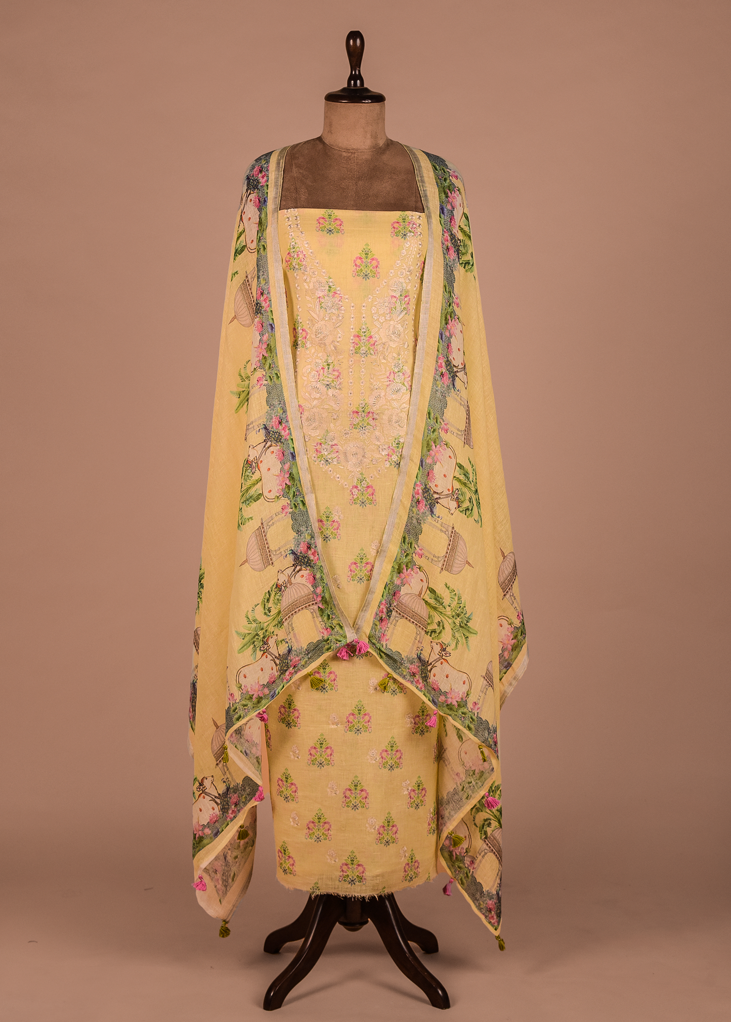 Yellow Linen Dress Material