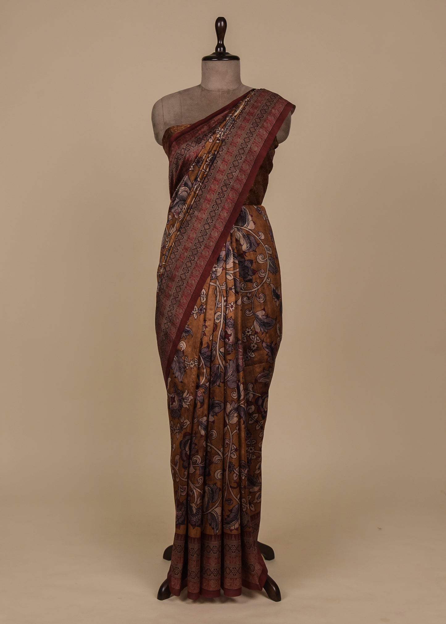 Yellow Art Tussar Printed Saree