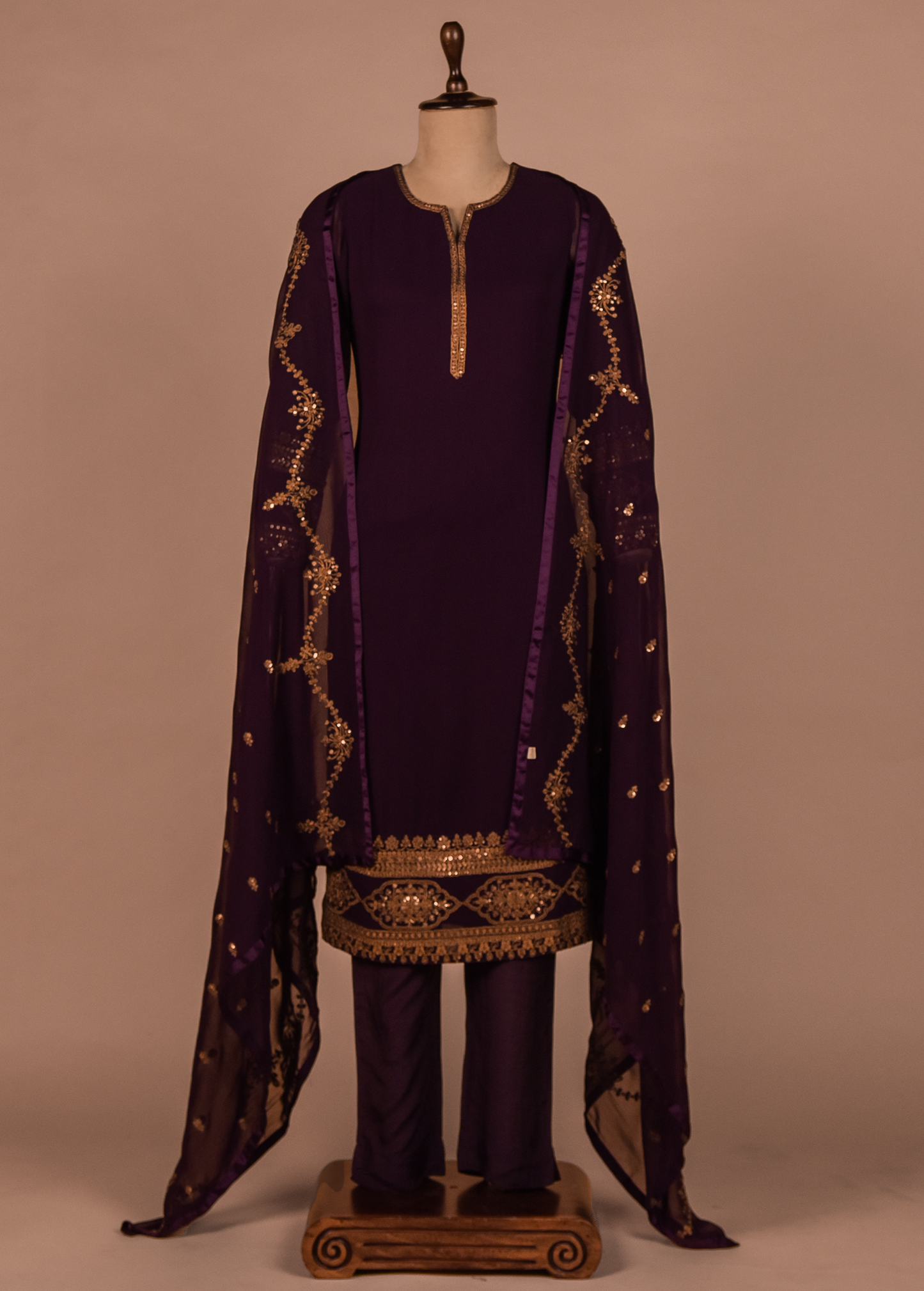 Purple Georgette Straight Set