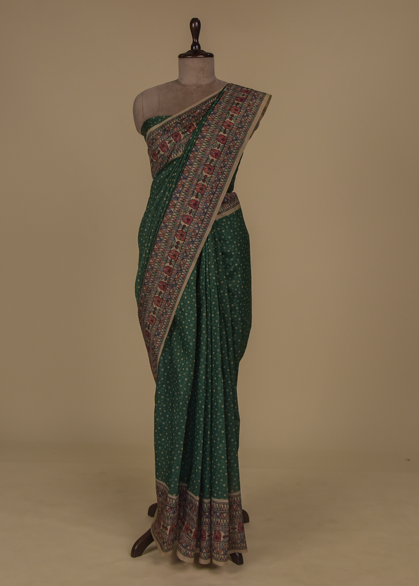 Green Art Tussar Printed Saree