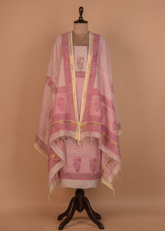 Pink Cotton Dress Material