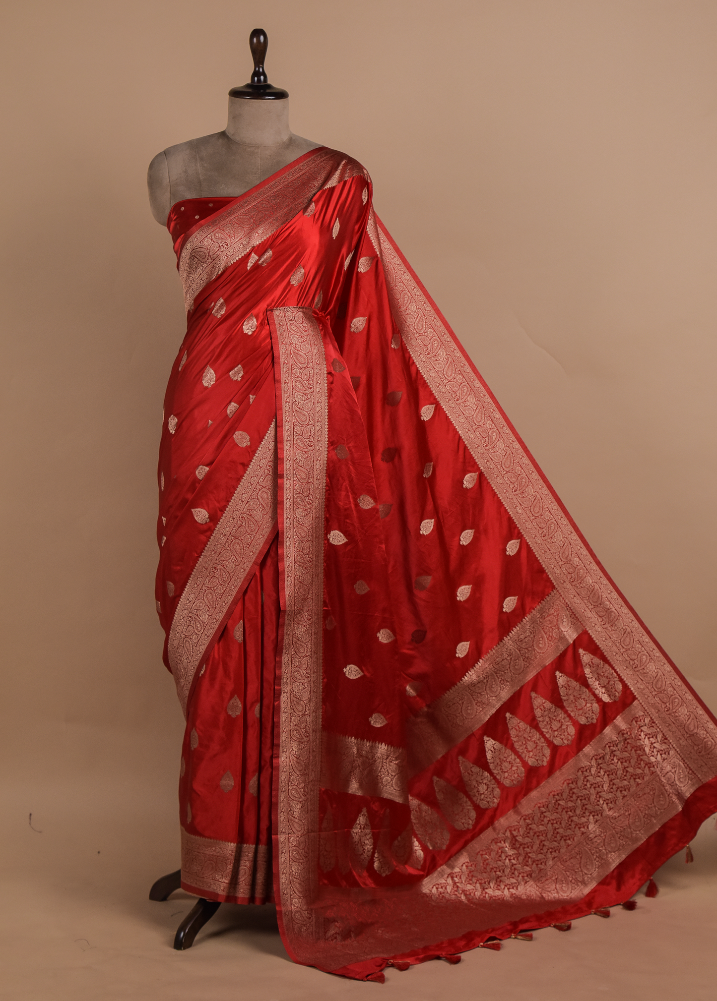 Red Art Satin Banarasi Saree