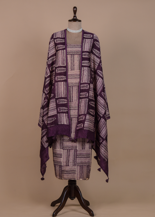 Purple Cotton Tussar Dress Material