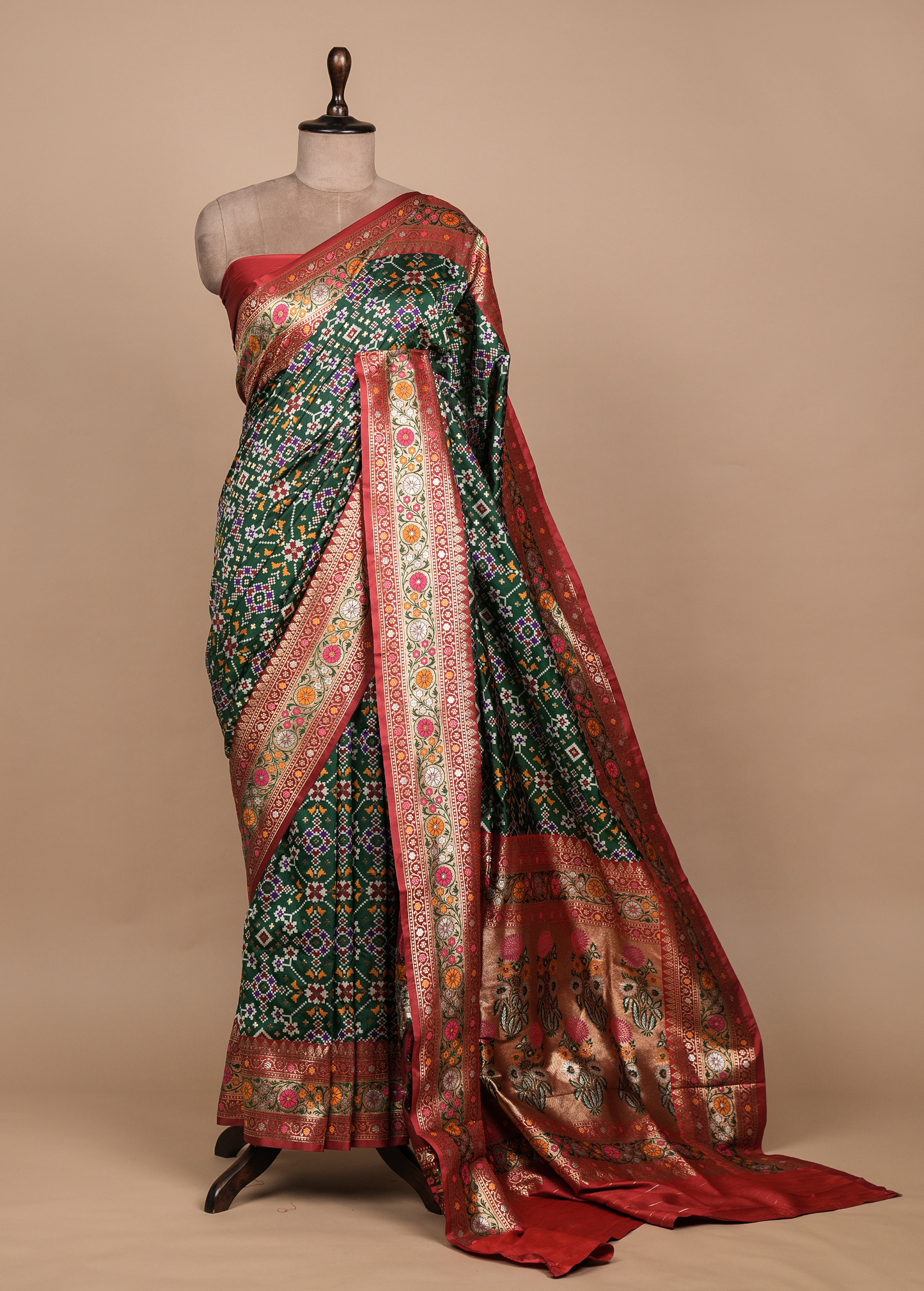 Green Art Silk Patola Saree