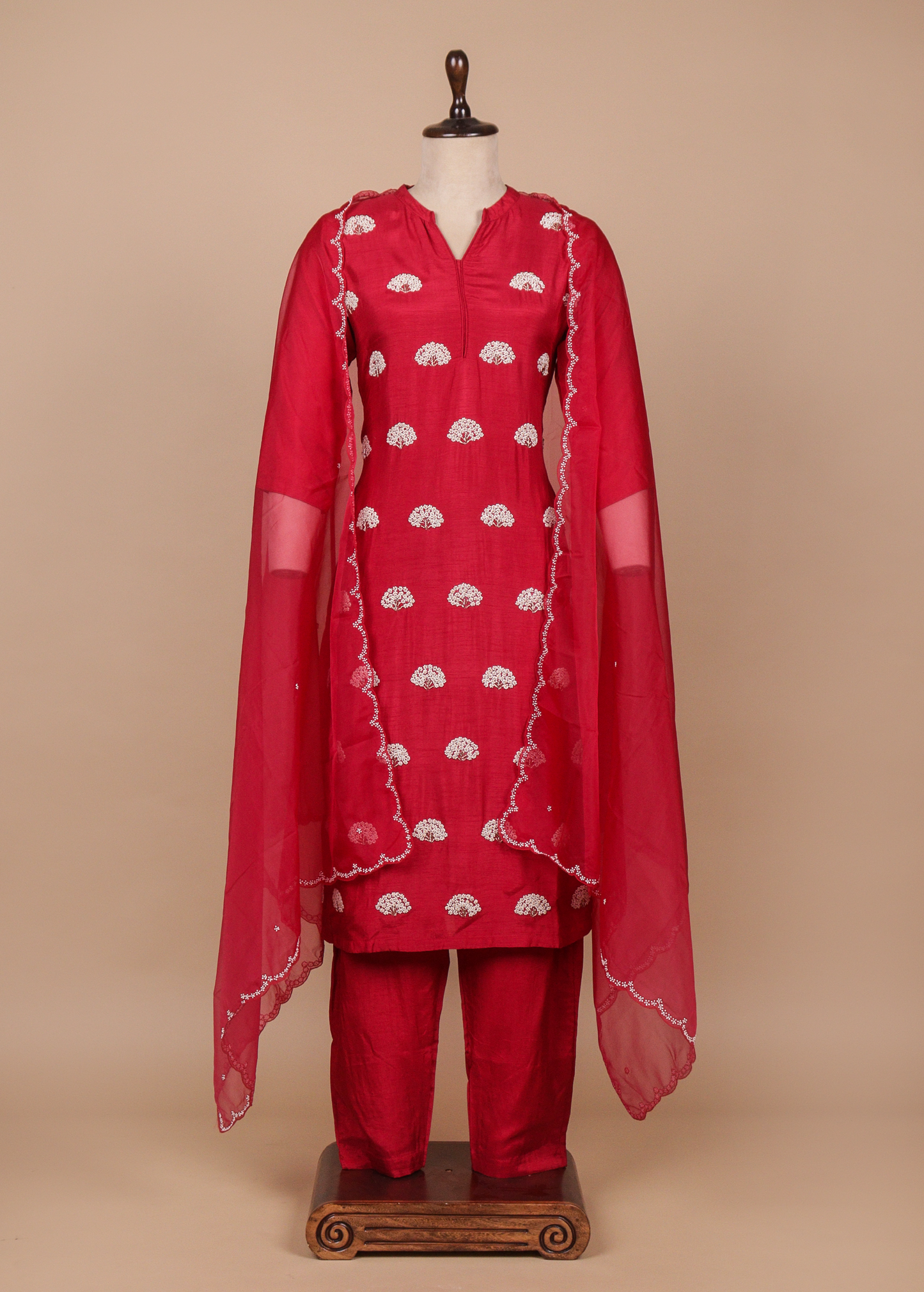 Red Silk Straight Set