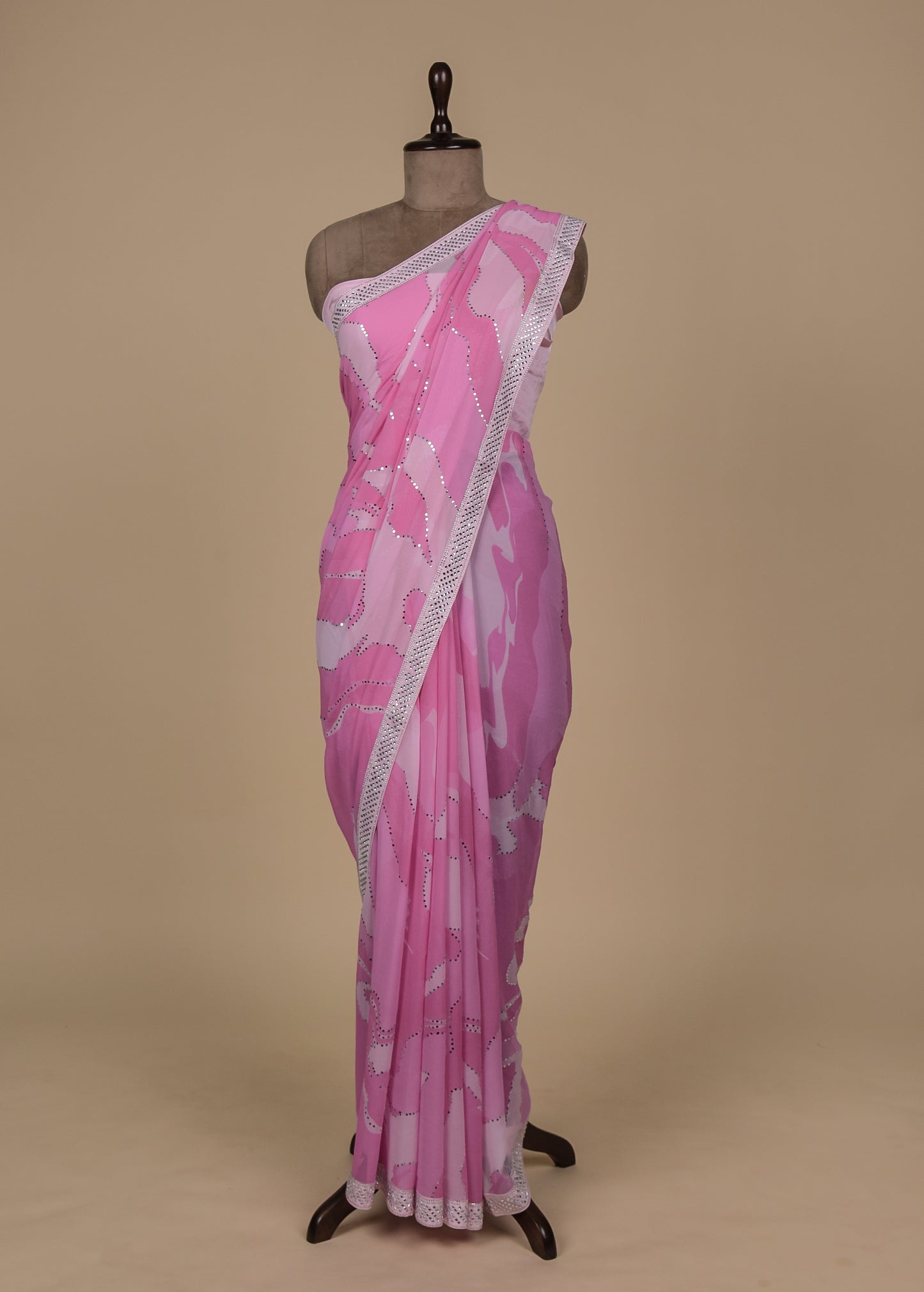 Pink Georgette Embroidered Saree
