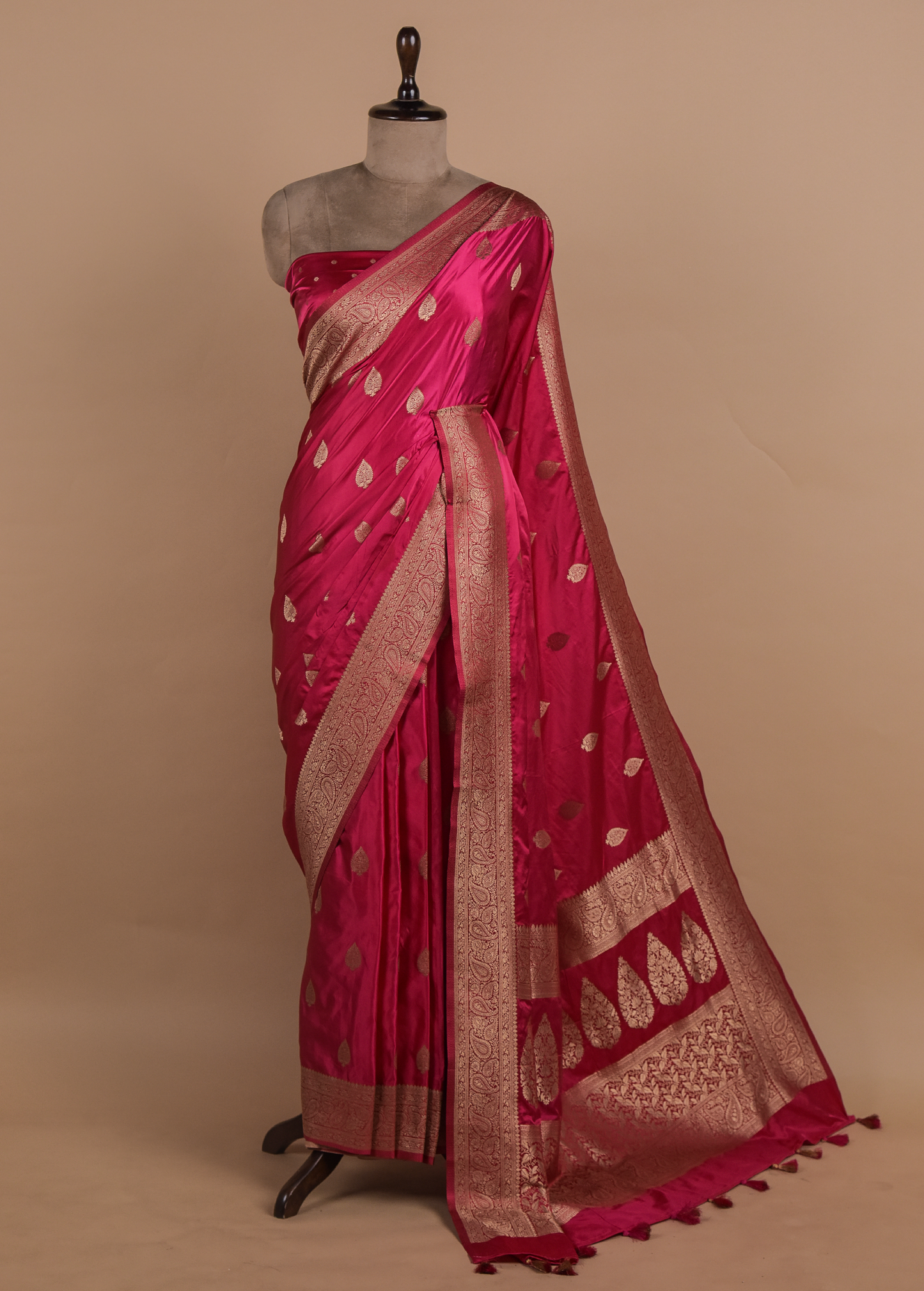 Pink Art Satin Banarasi Saree