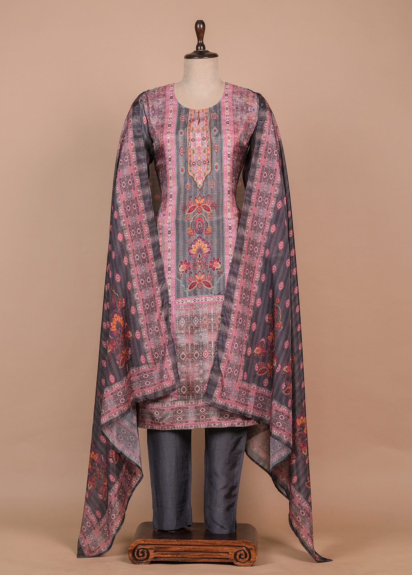 Multicoloured Muslin Cotton Straight Set