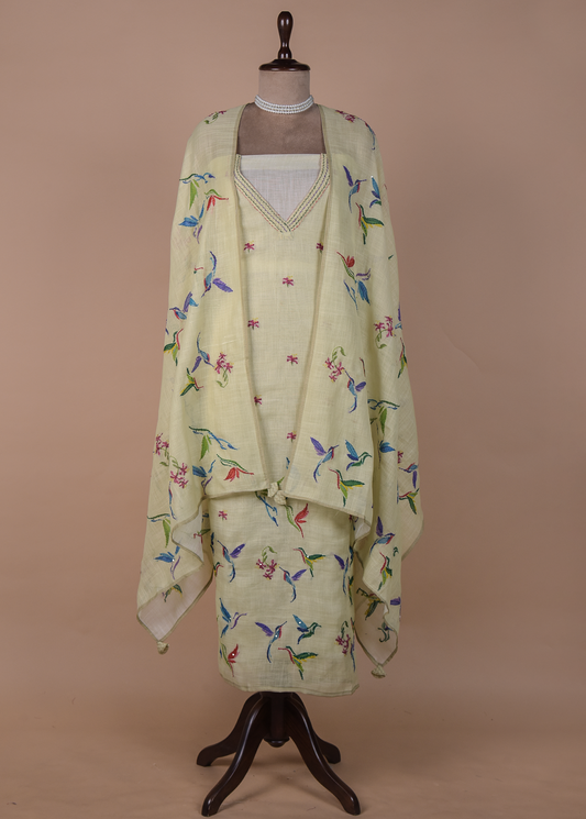 Yellow Cotton Dress Material