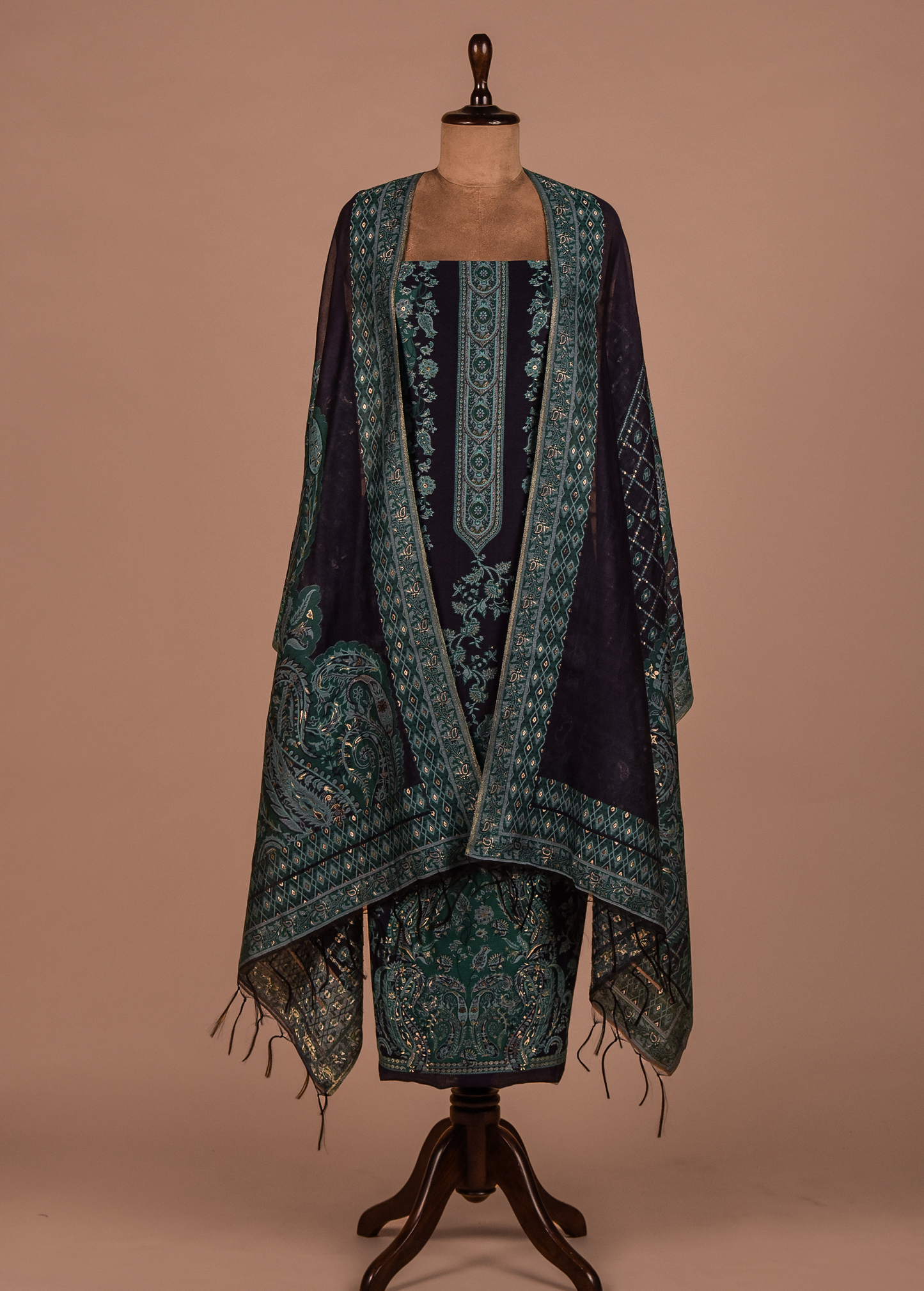 Blue Mulmul Cotton Dress Material