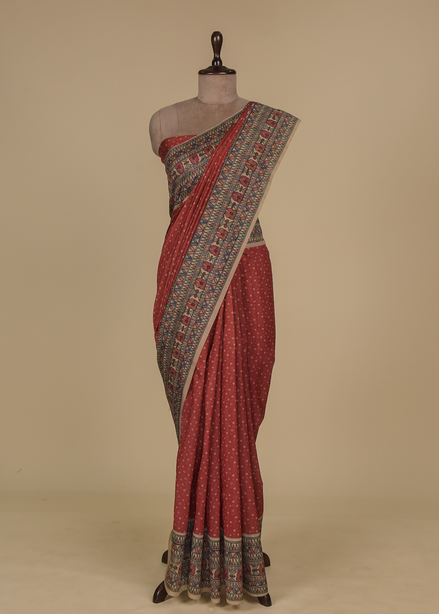 Red Art Tussar Printed Saree