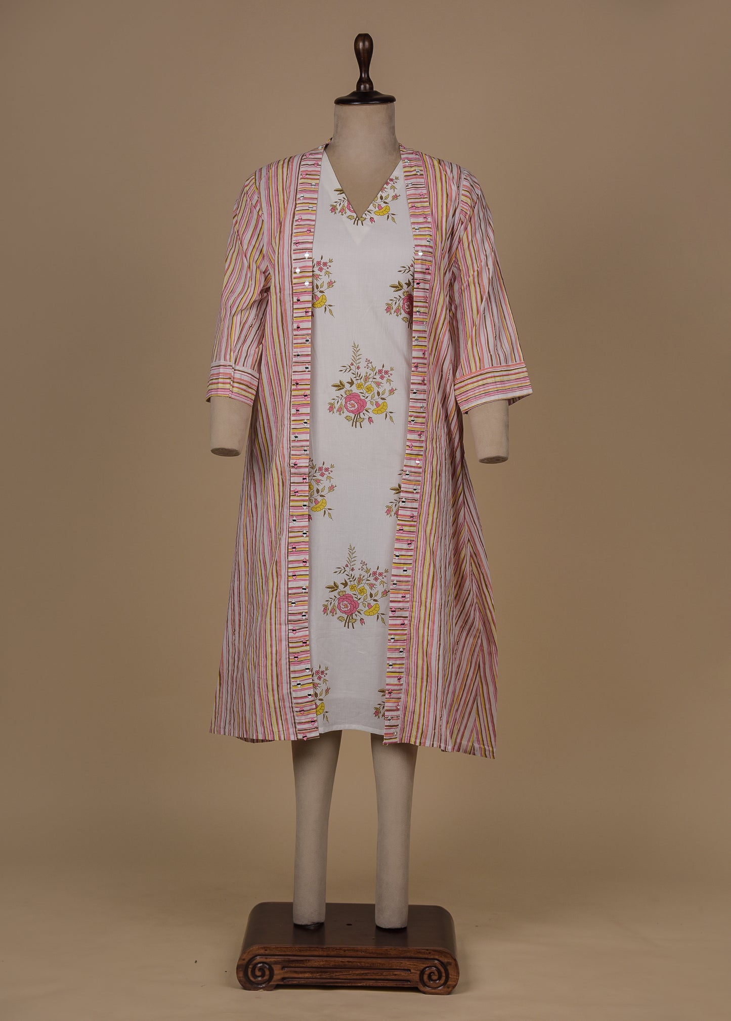 White Cotton Kurta & Jacket Set