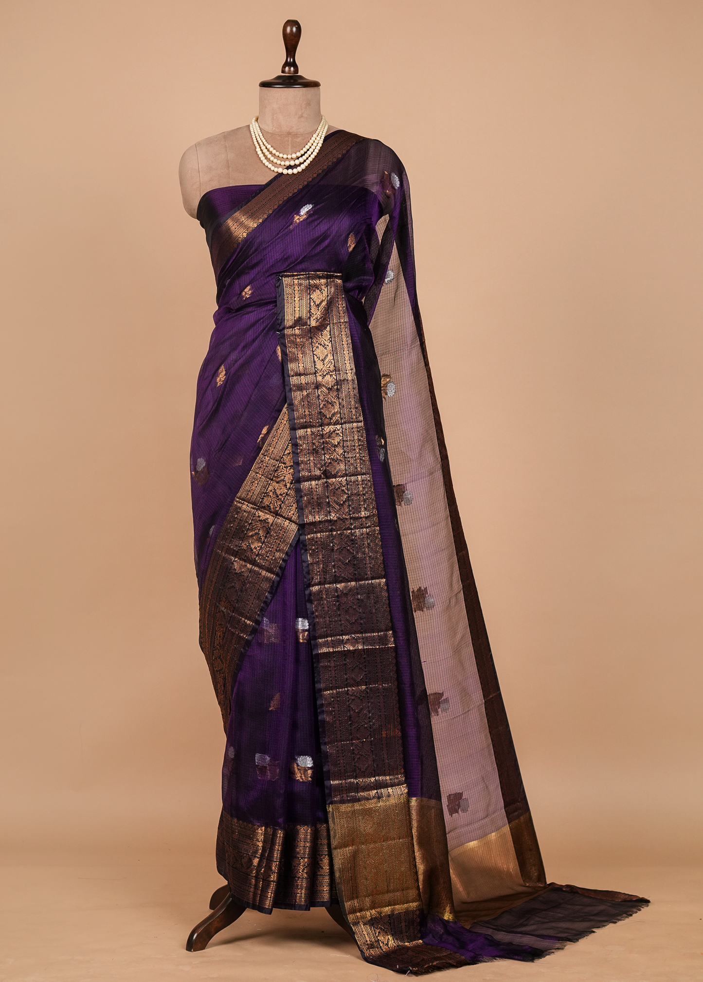 Purple Kota Cotton Saree