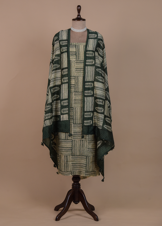 Green Cotton Tussar Dress Material