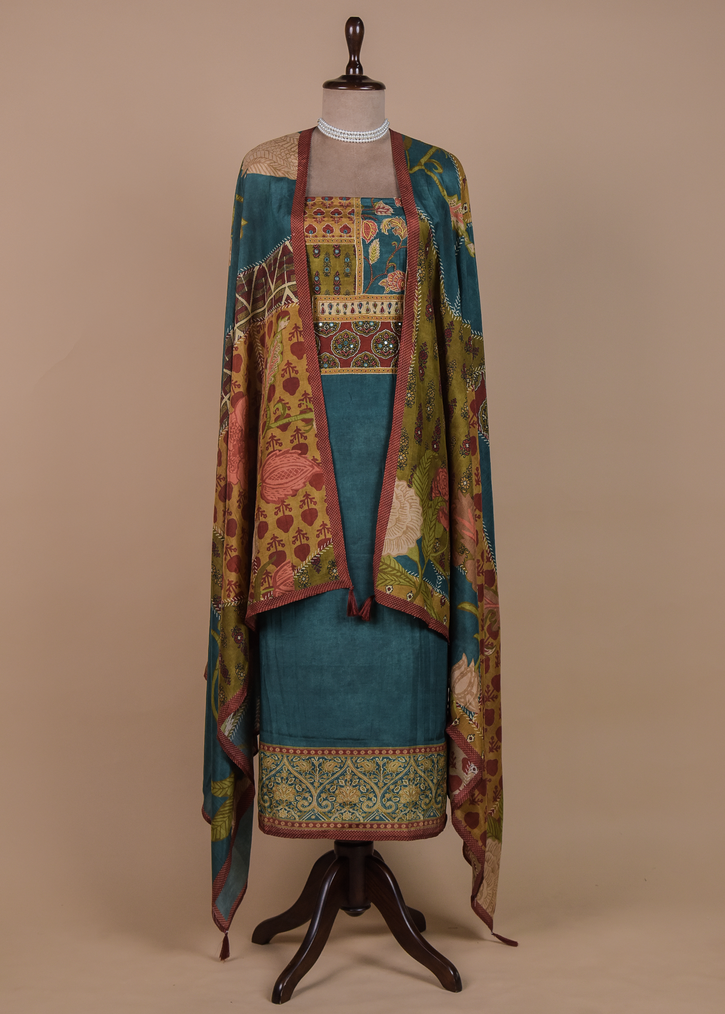 Blue Crepe Dress Material