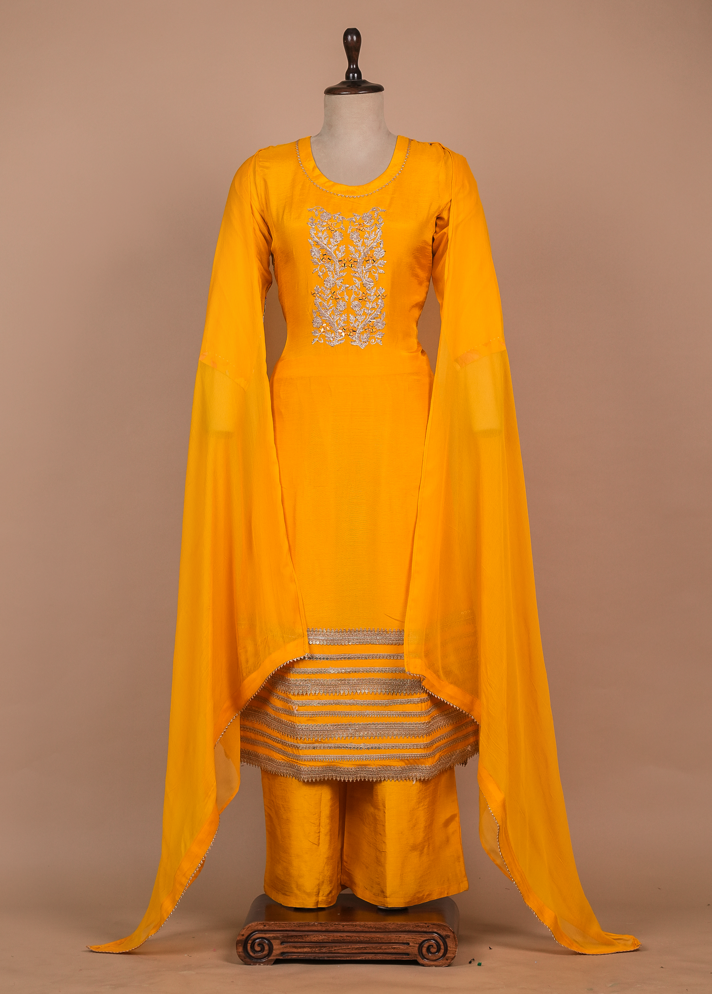 Yellow Muslin Cotton Straight Set