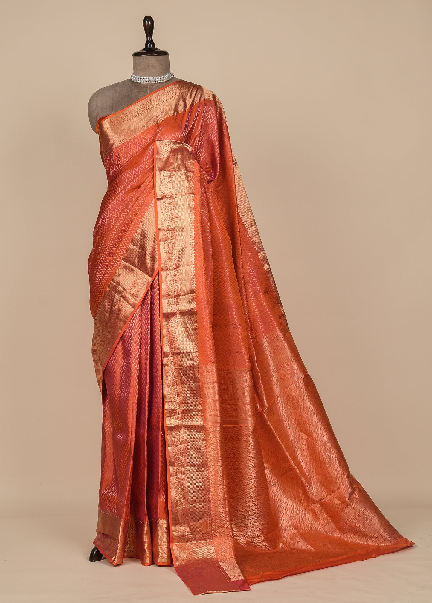 Oange Silk Kanjeevaram Saree