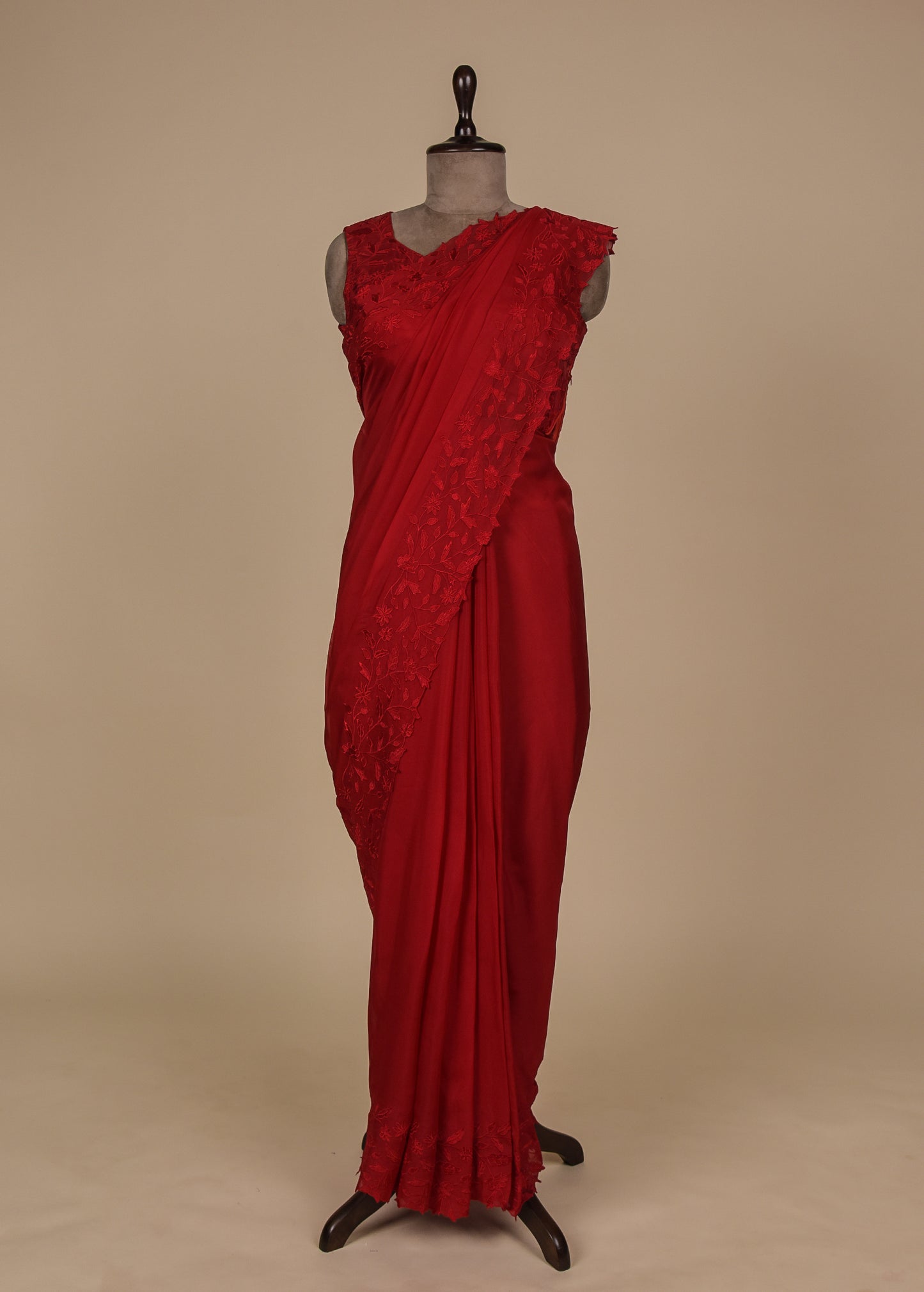 Red Organza Silk Embroidered Saree