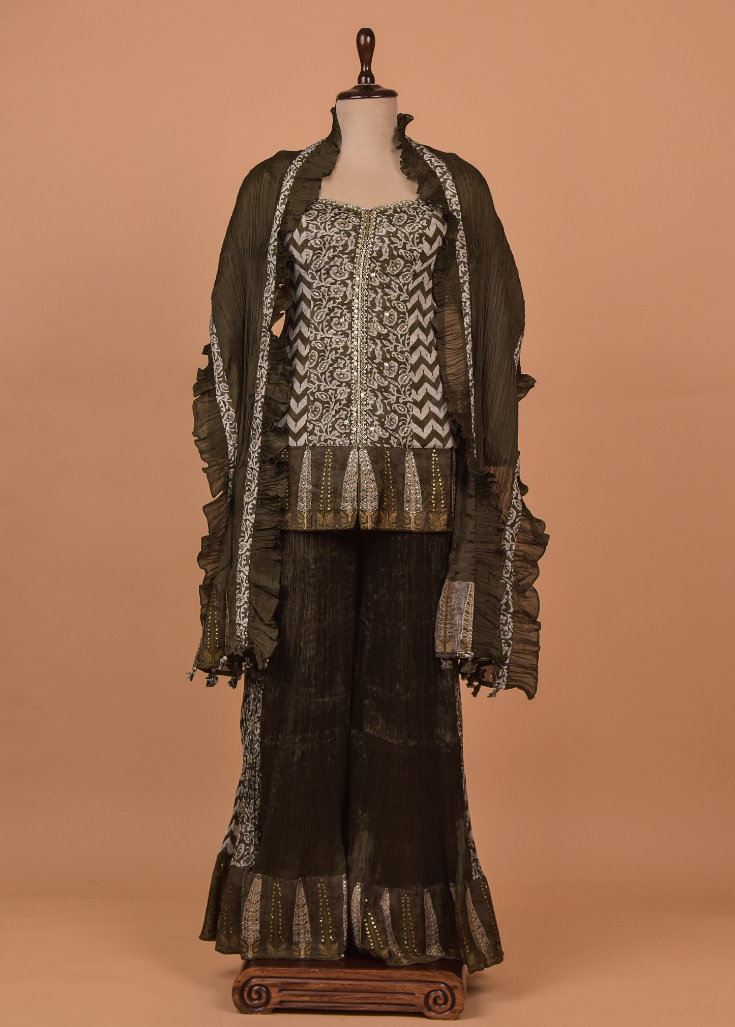 Brown Georgette Sharara Set