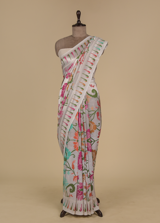 Silver Moonga Banarasi Saree