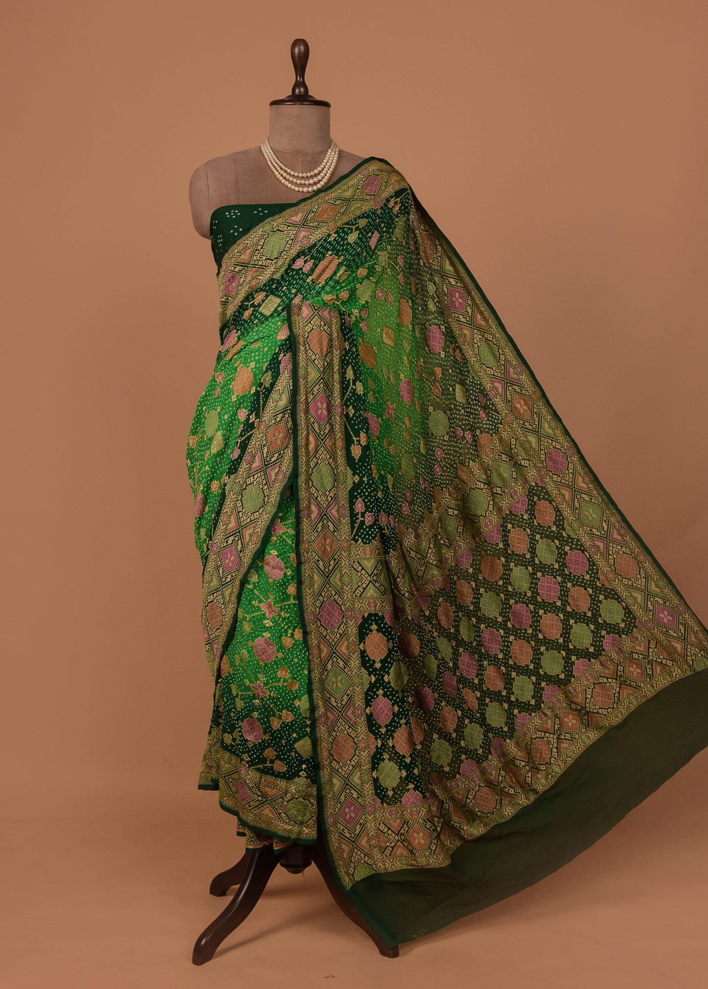 Green Georgette Bandhani Saree