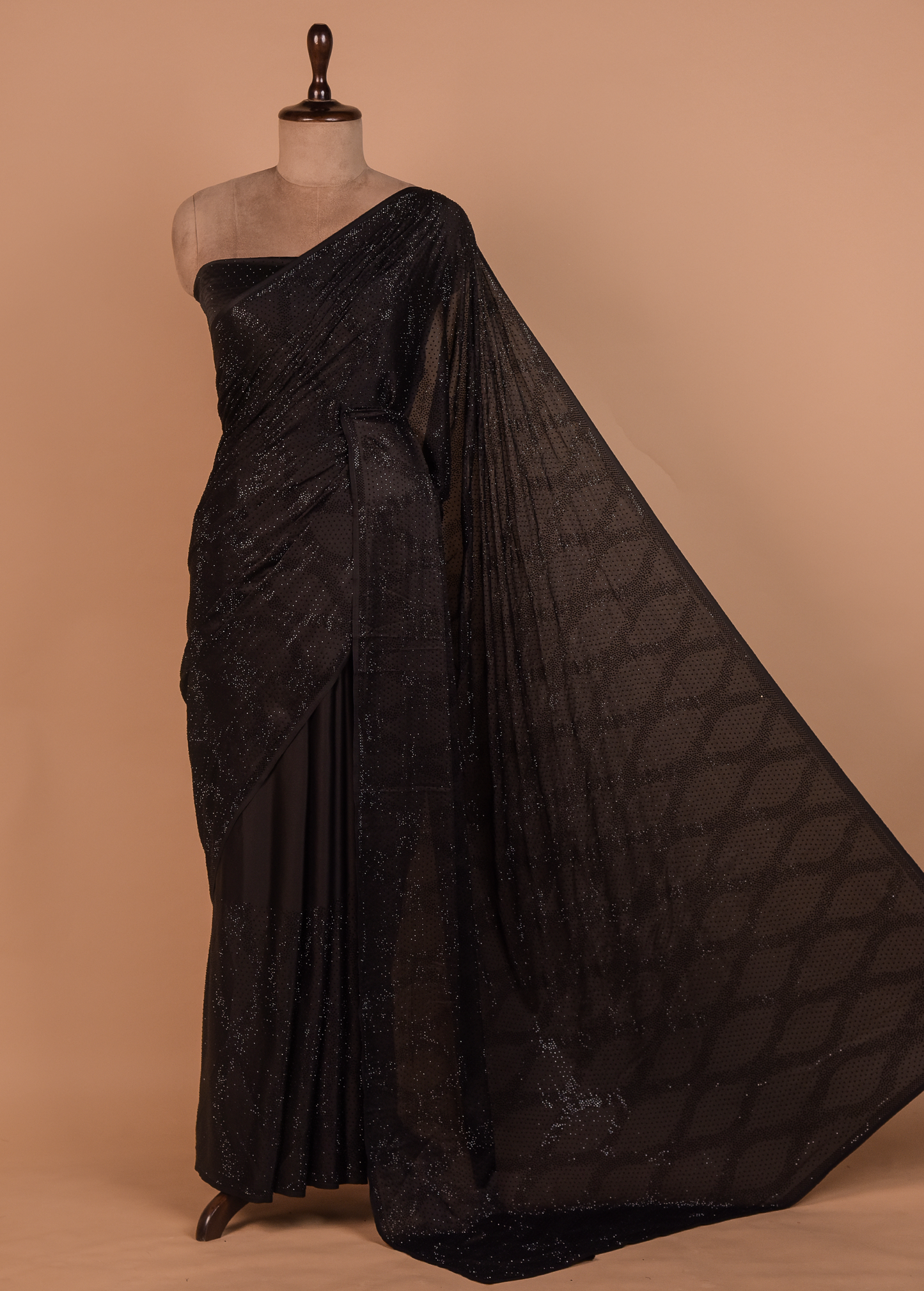Black Satin Embroidered Saree