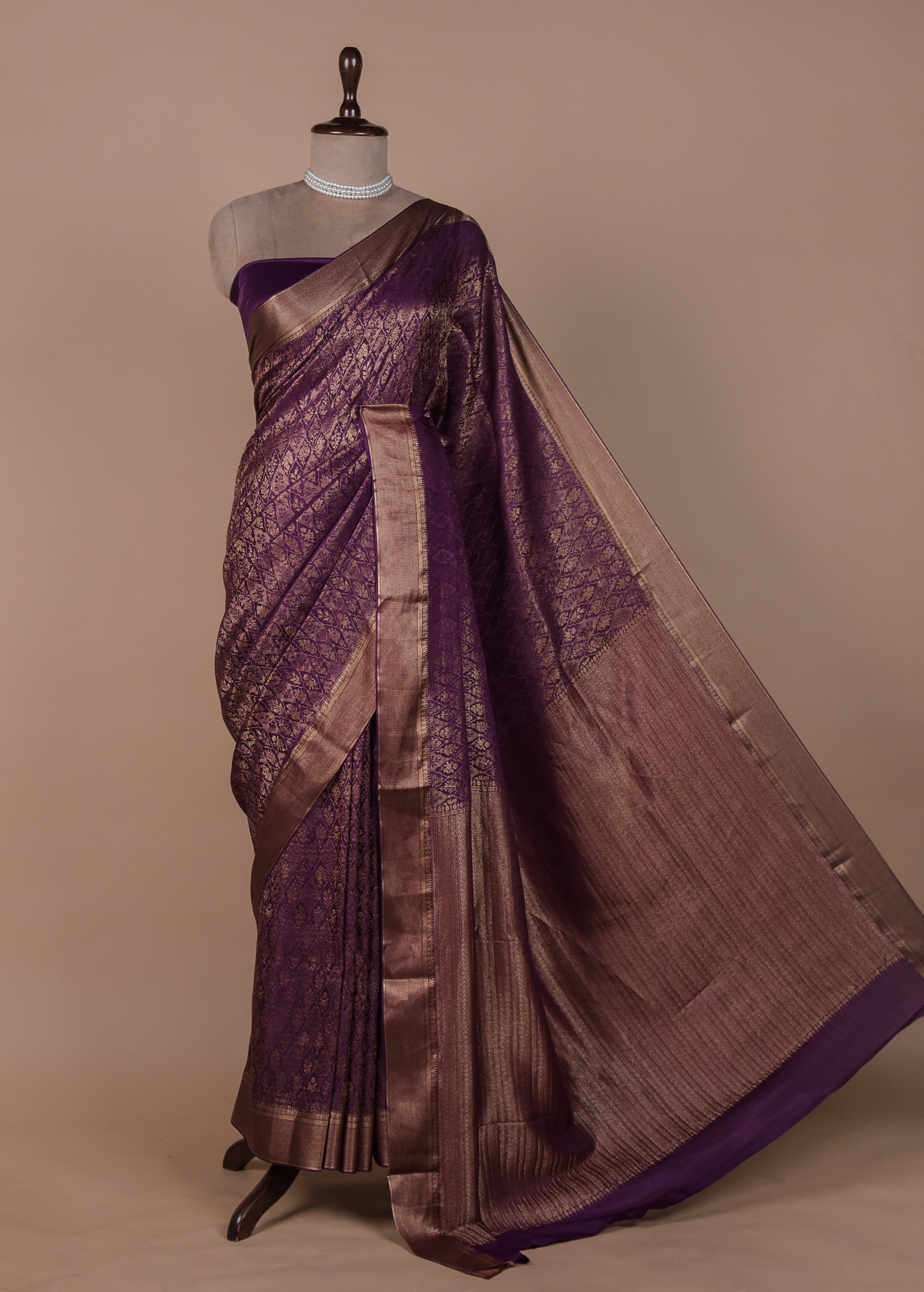 Purple Crepe Silk Banarasi Saree