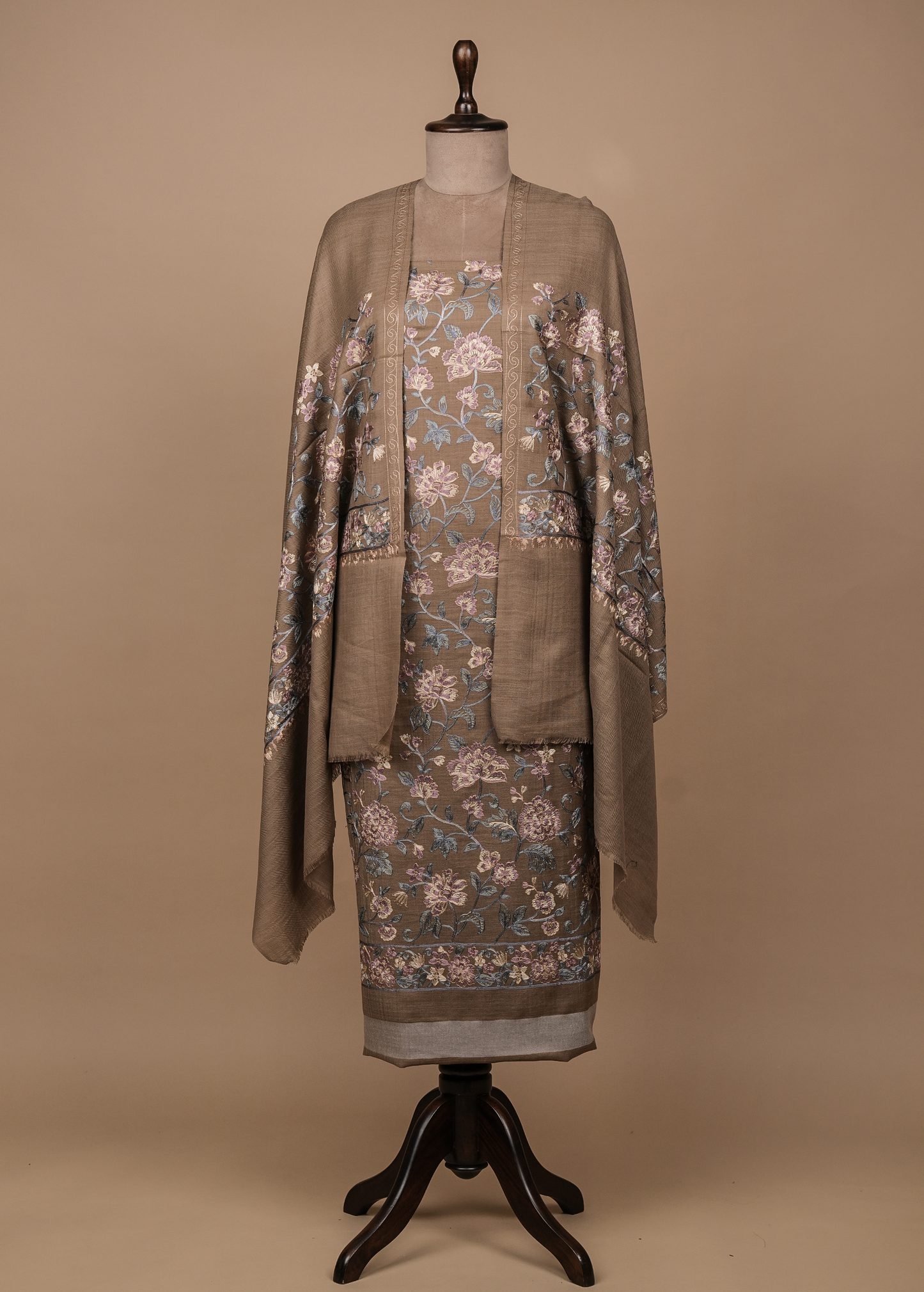 Brown Pashmina Dress Material