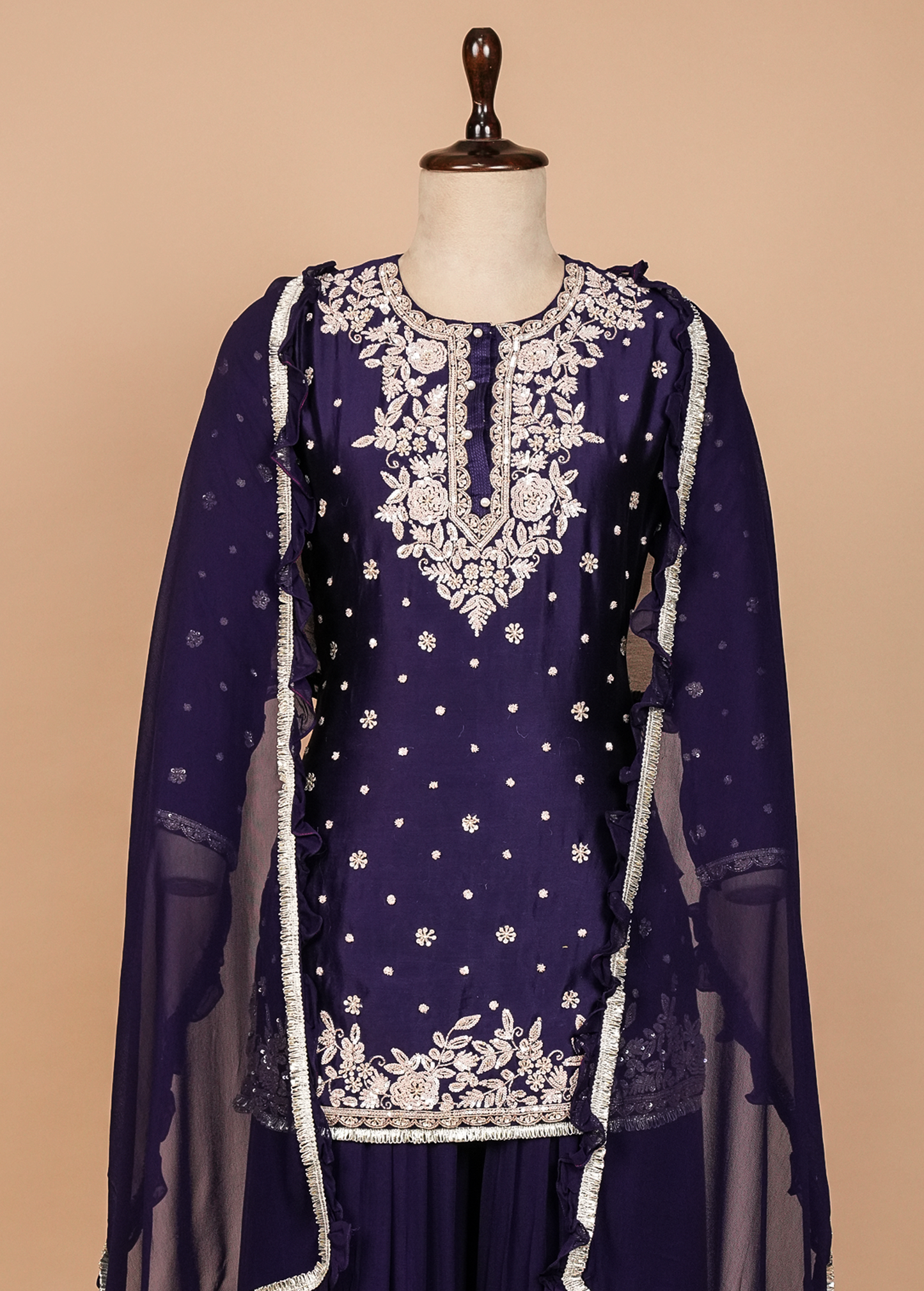 Purple Georgette Sharara Set