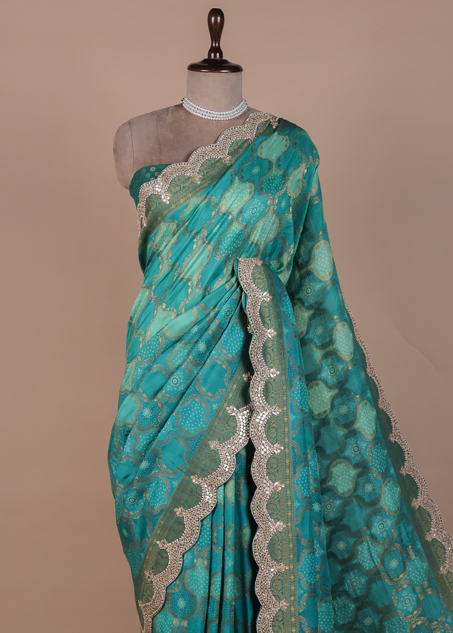 Blue Moroccan Silk Embroidered Saree