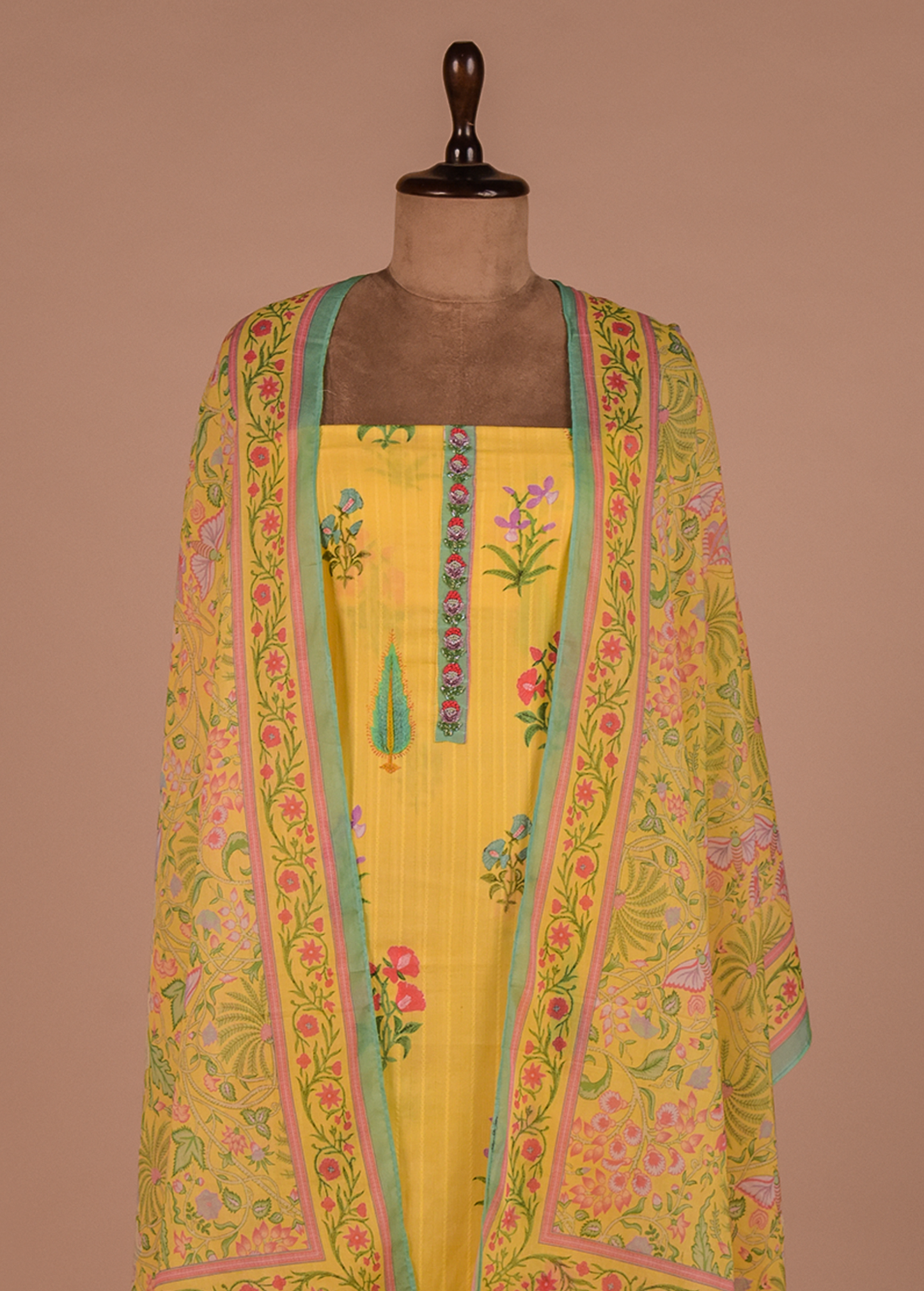Yellow Cotton Dress Material