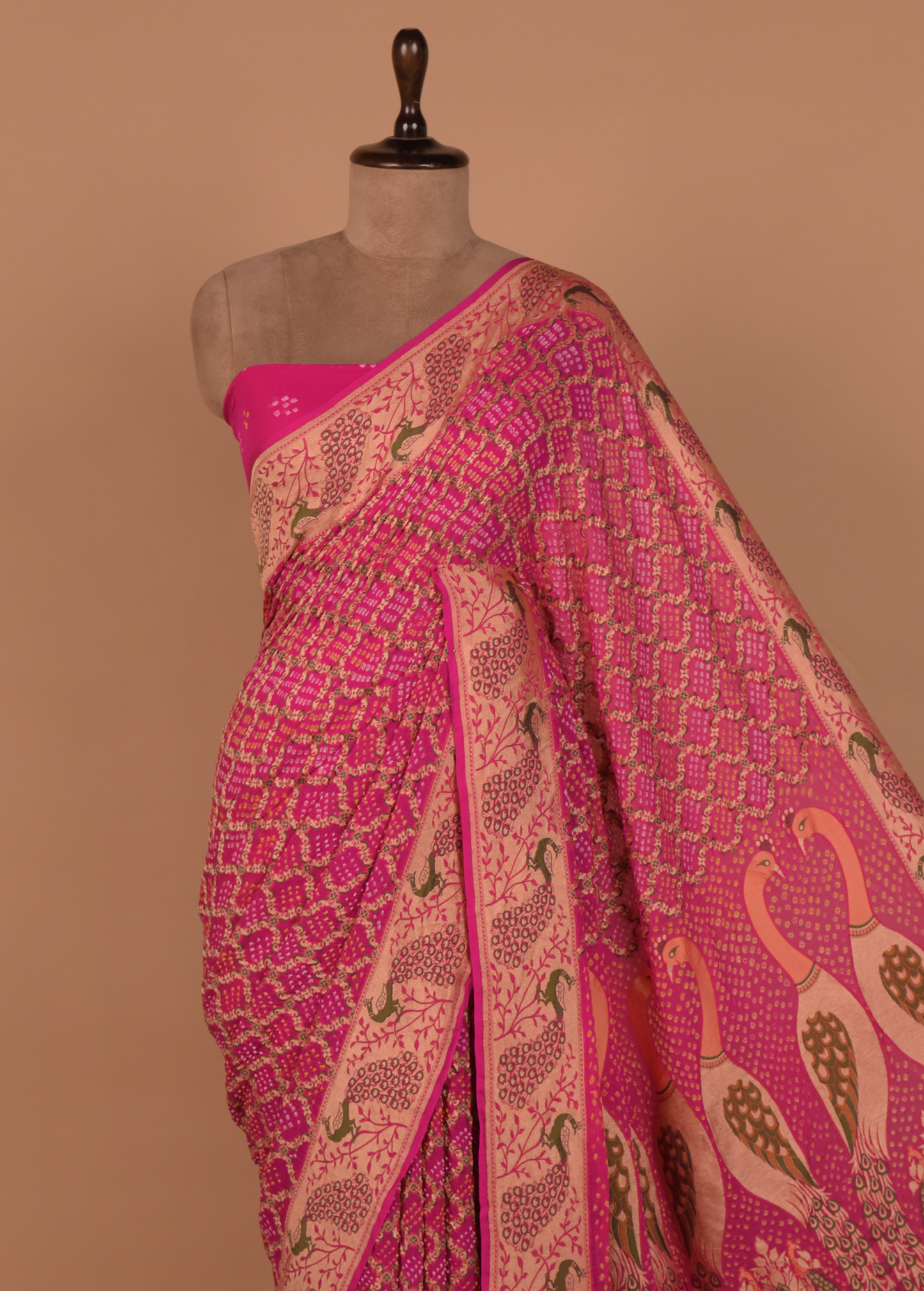 Pink Georgette Bandhani Saree