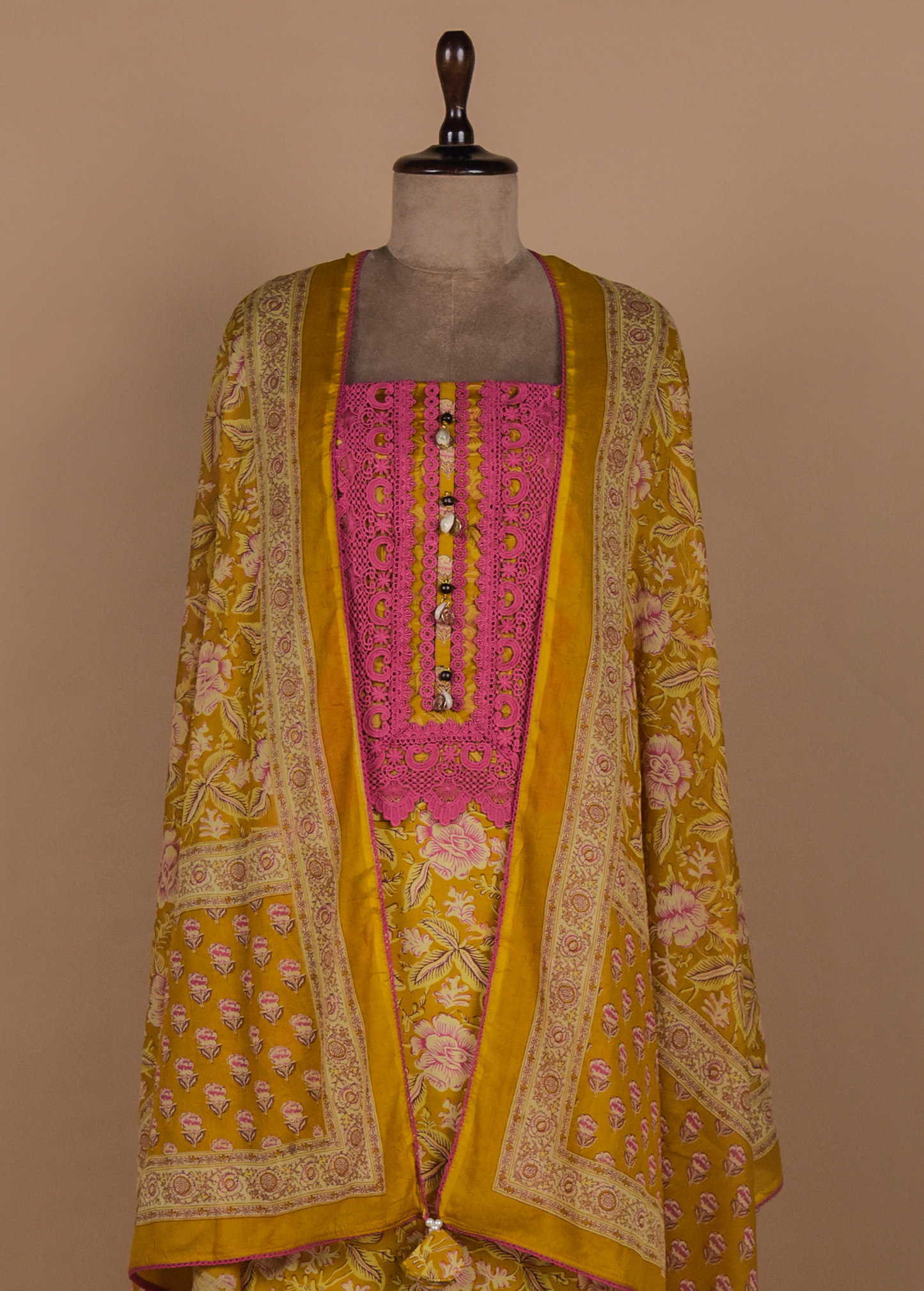 Yellow Chanderi Dress Material