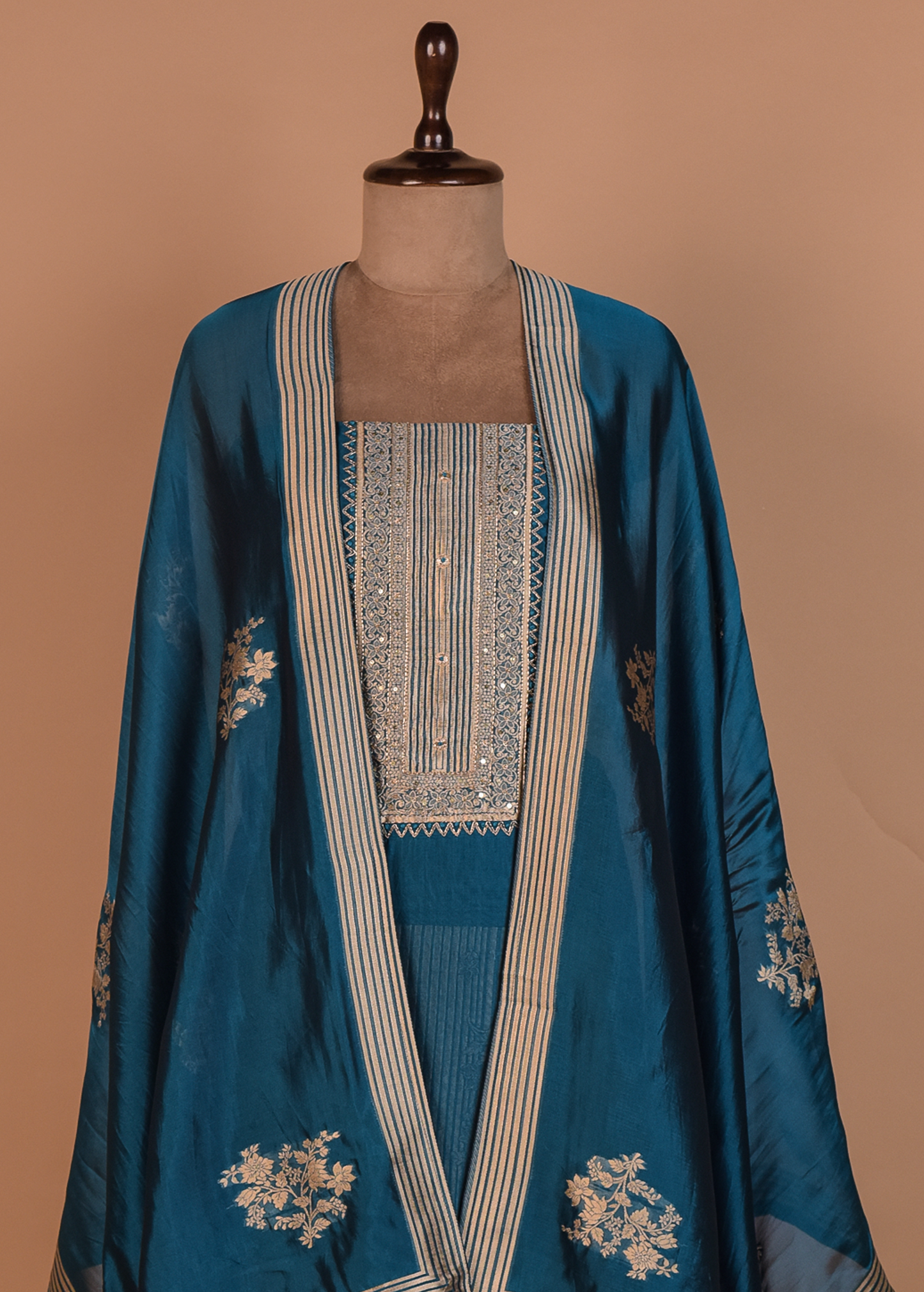 Blue Silk Dress Material