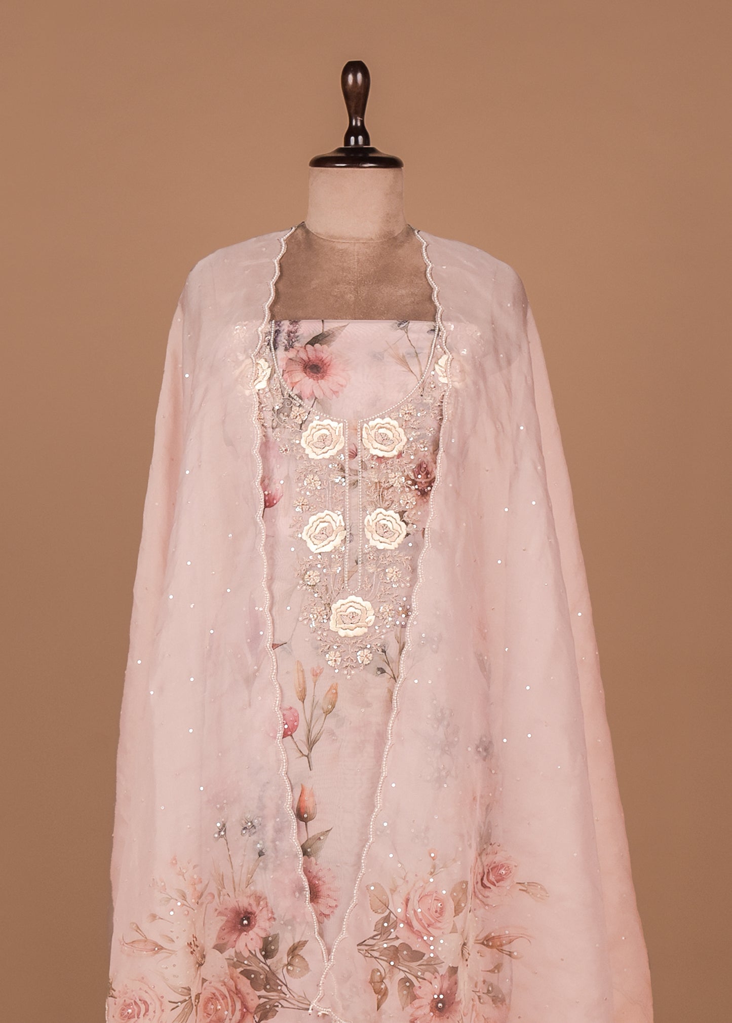 Pink Organza Dress Material