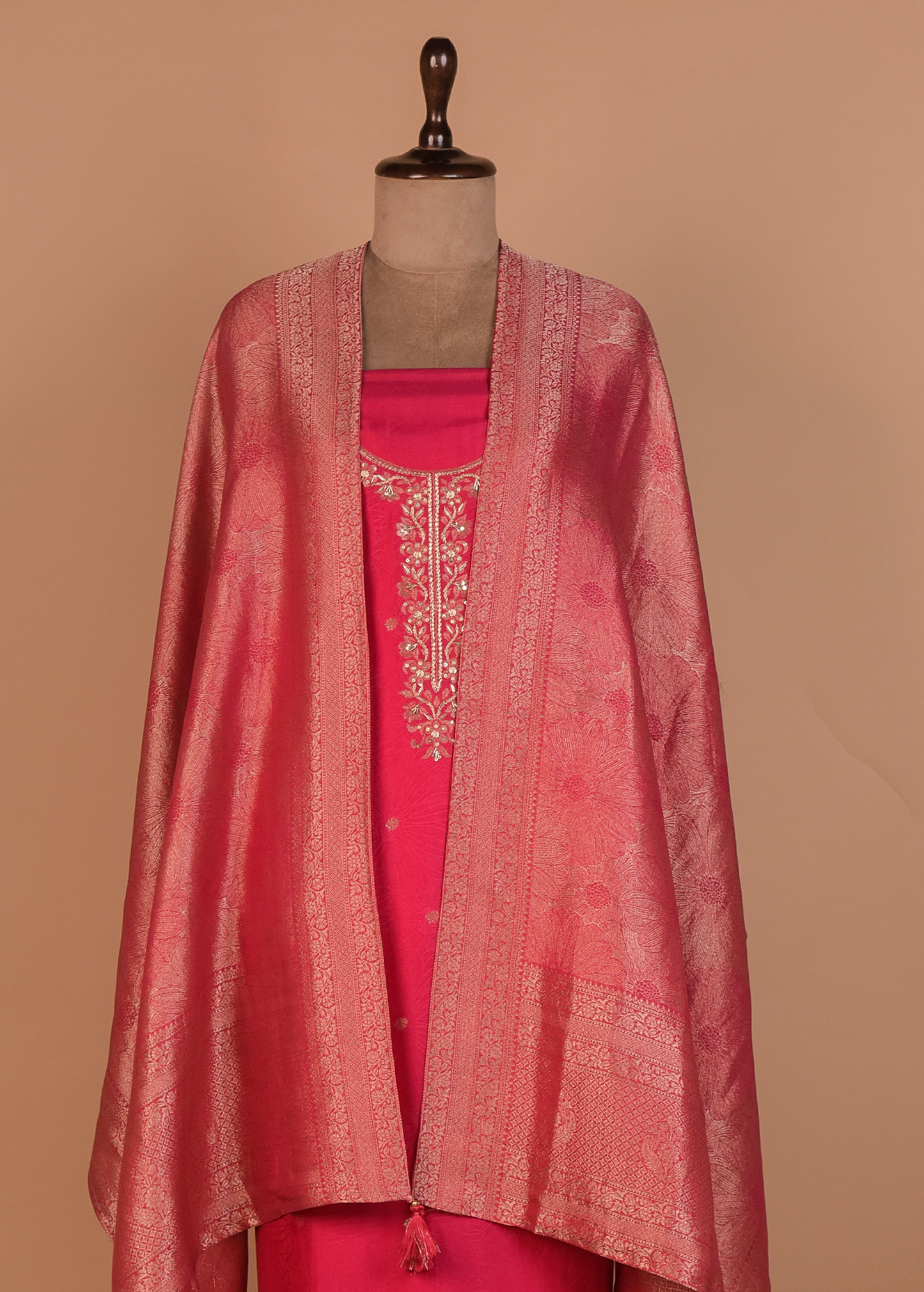 Pink Chanderi Dress Material