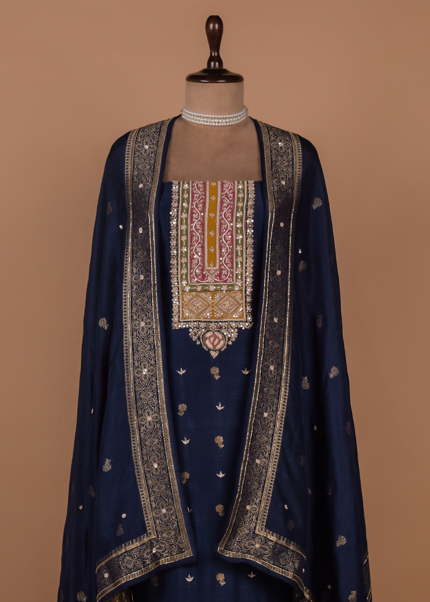 Blue Cotton Silk Dress Material