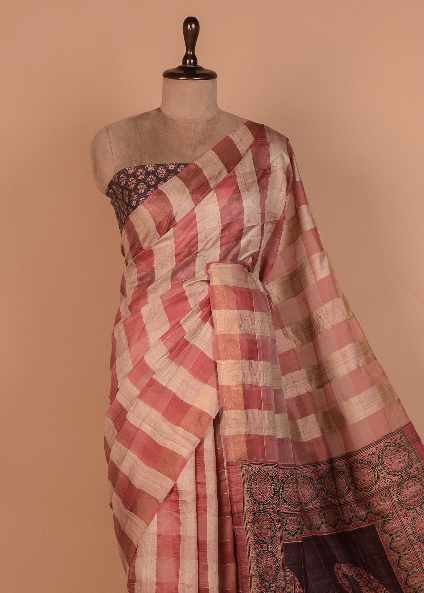 Multicoloured Tussar Printed Saree