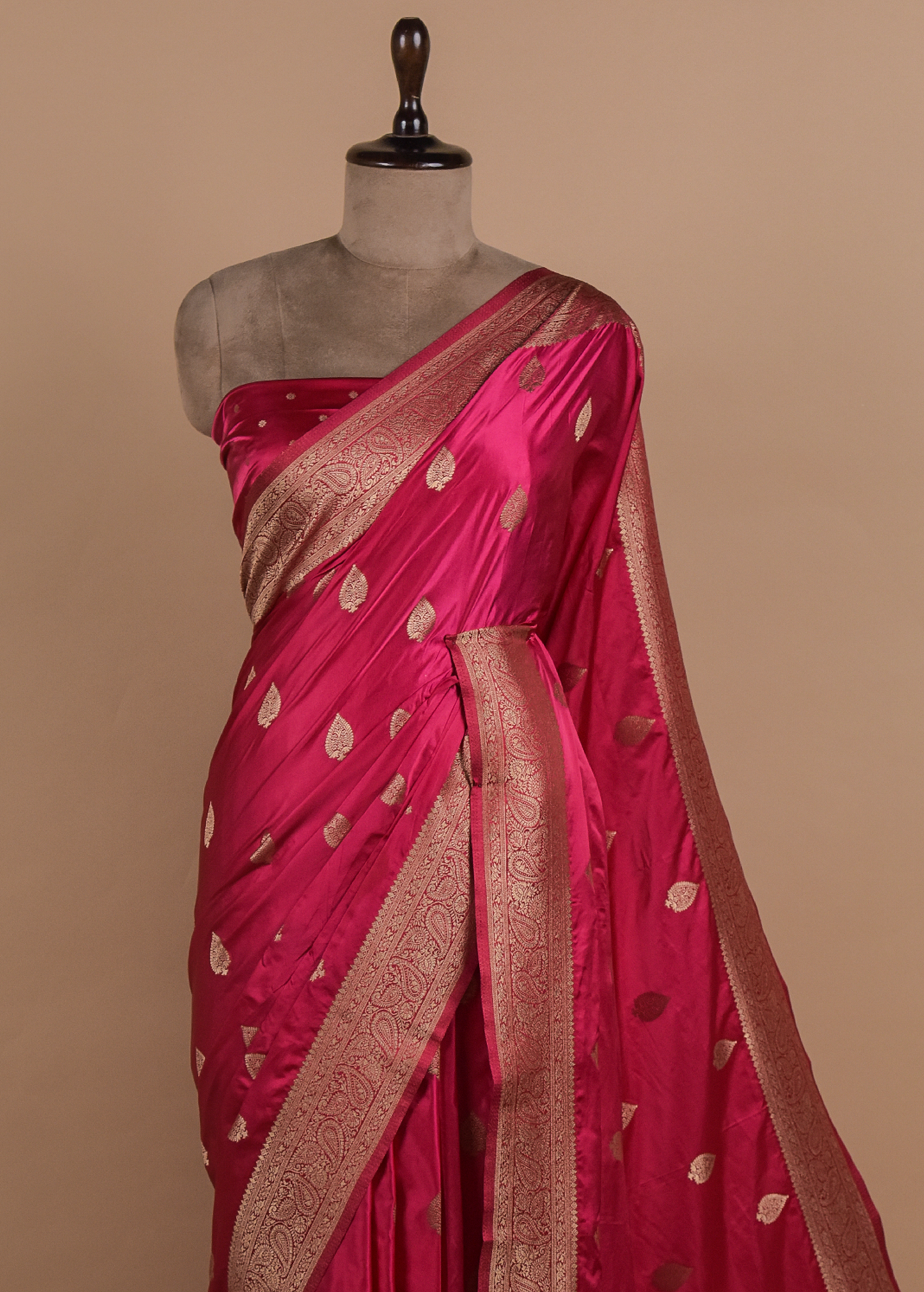 Pink Art Satin Banarasi Saree