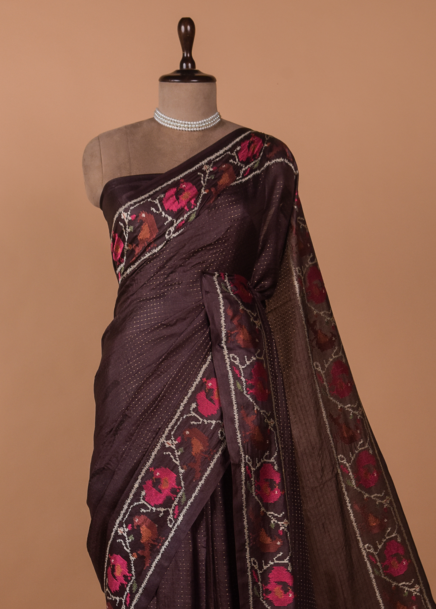 Purple Tussar Embroidered Saree