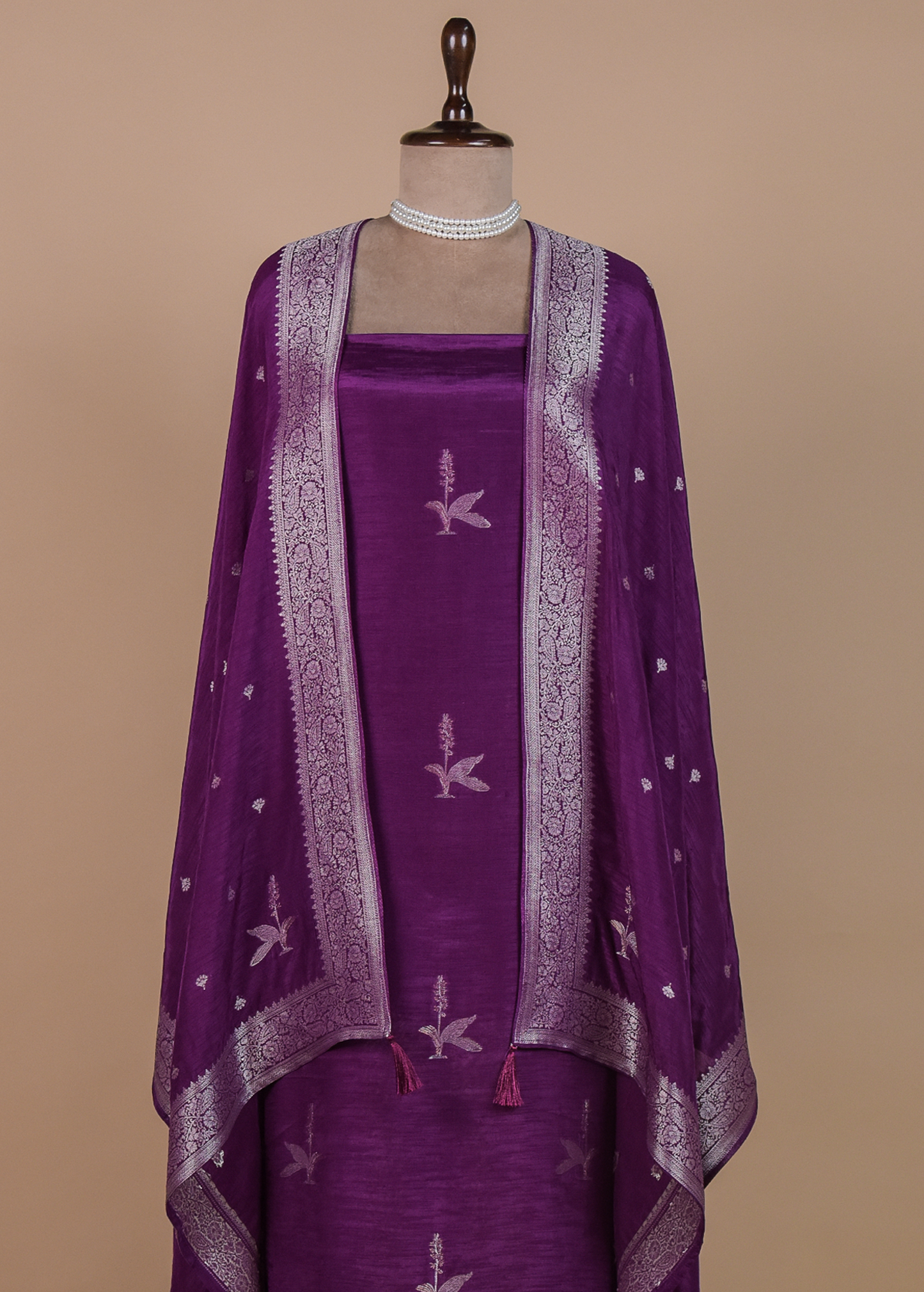 Purple Cotton Silk Dress Material
